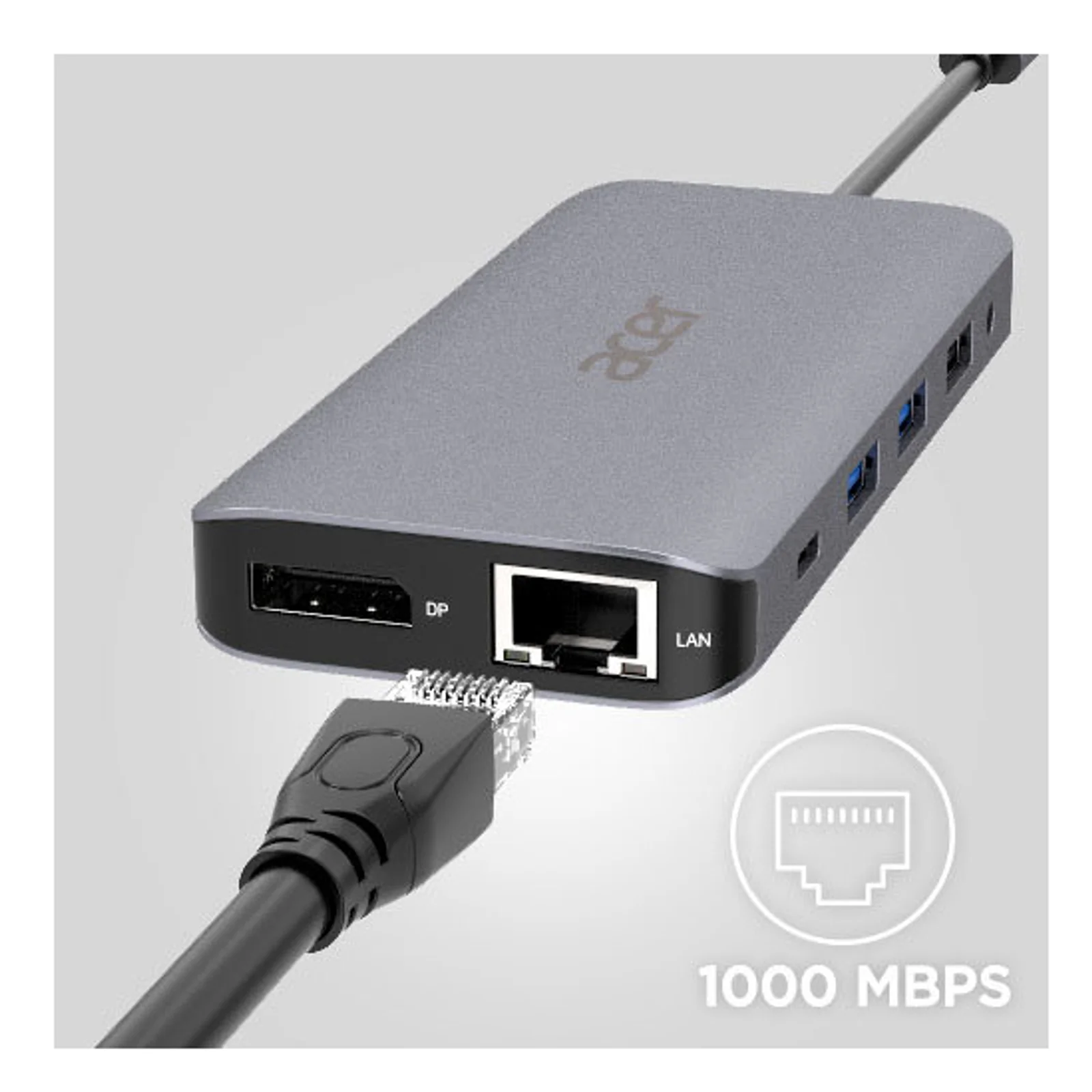 Acer 12-in-1 Type-C Dongle Avec fil USB 3.2 Gen 1 (3.1 Gen 1) Type-C Argent