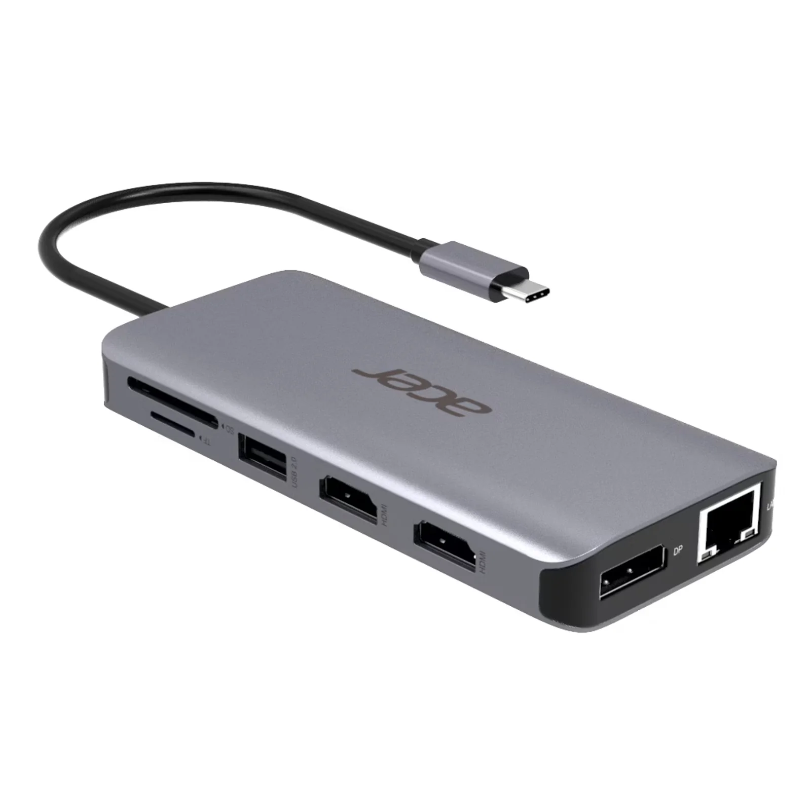 Acer 12-in-1 Type-C Dongle Avec fil USB 3.2 Gen 1 (3.1 Gen 1) Type-C Argent