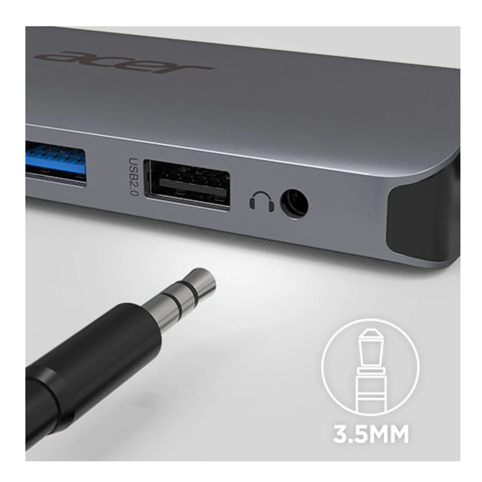 Acer 12-in-1 Type-C Dongle Avec fil USB 3.2 Gen 1 (3.1 Gen 1) Type-C Argent
