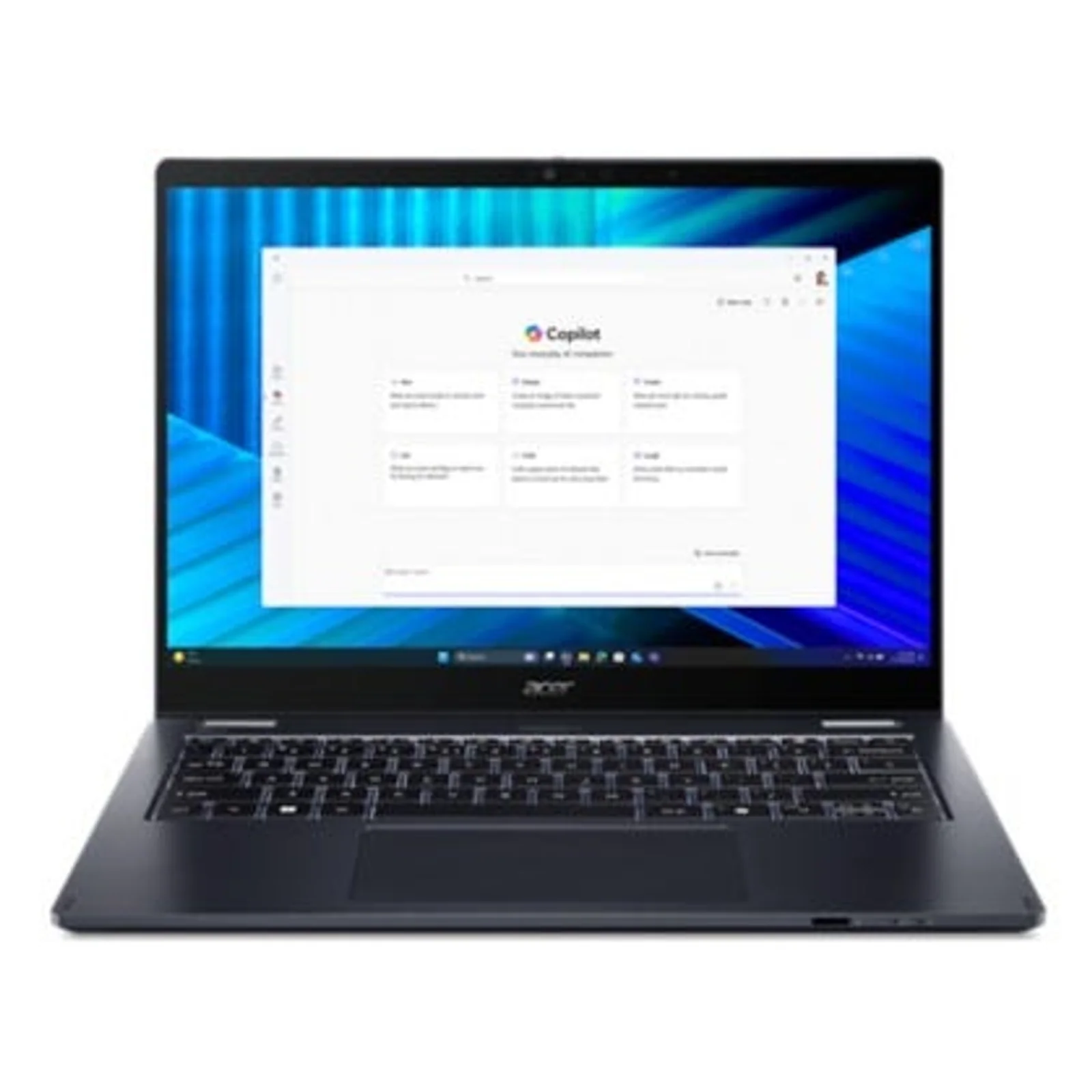 Acer TravelMate TMP414RN-55-TCO-58UA Intel Core Ultra 5 225U Hybride (2-en-1) 35,6 cm (14") Écran tactile WQXGA+ 16 Go DDR5-SDRAM 512 Go SSD Wi-Fi 7 (802.11be) Windows 11 Pro Bleu