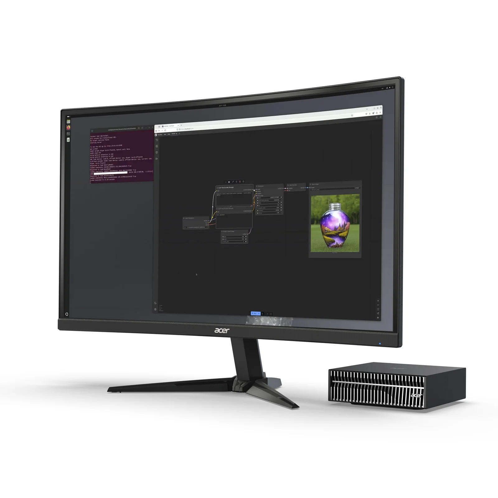 Acer Veriton VGN100 GB10 128 Go LPDDR5x-SDRAM 4 To SSD DGX OS Mini PC Station de travail Noir, Gris