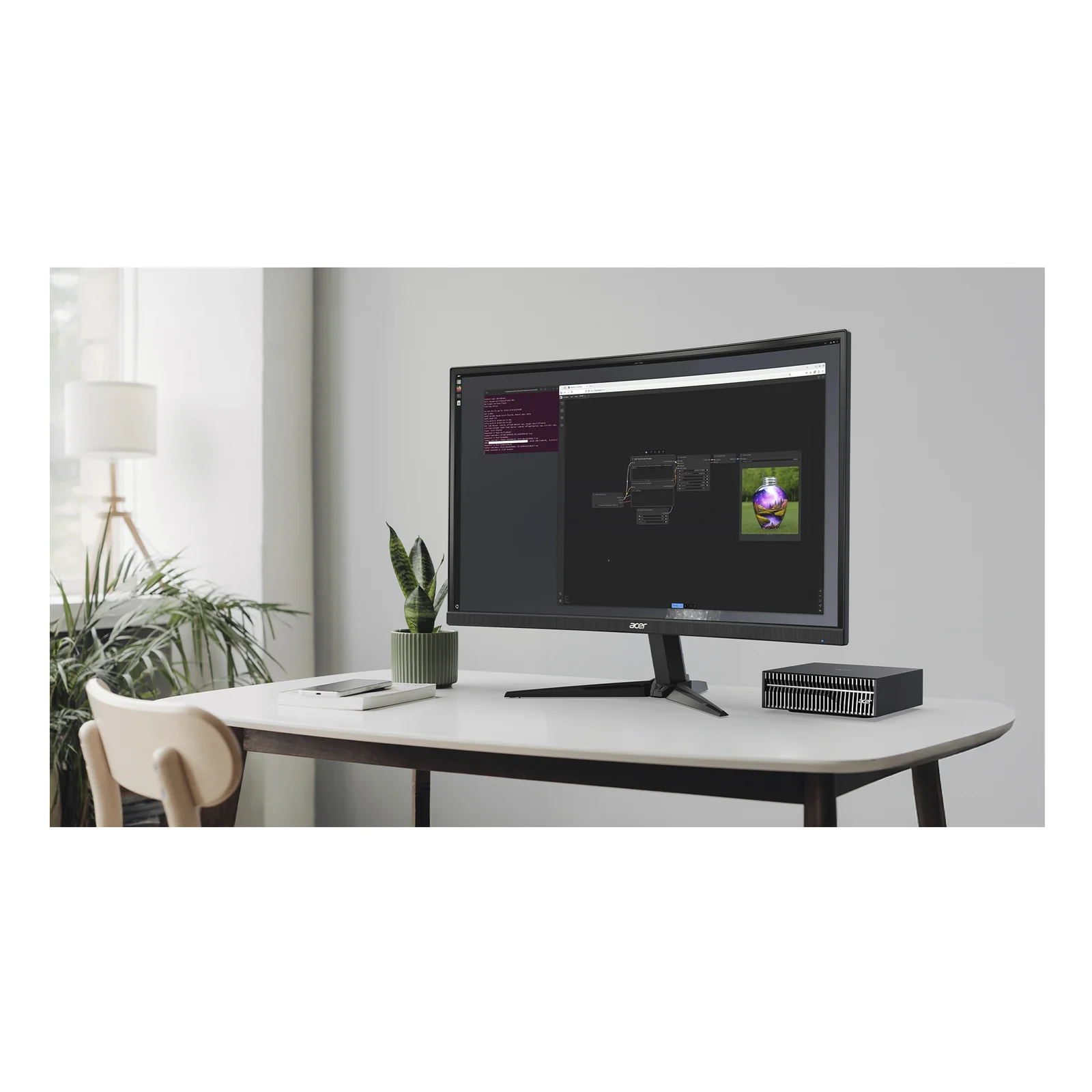 Acer Veriton VGN100 GB10 128 Go LPDDR5x-SDRAM 4 To SSD DGX OS Mini PC Station de travail Noir, Gris