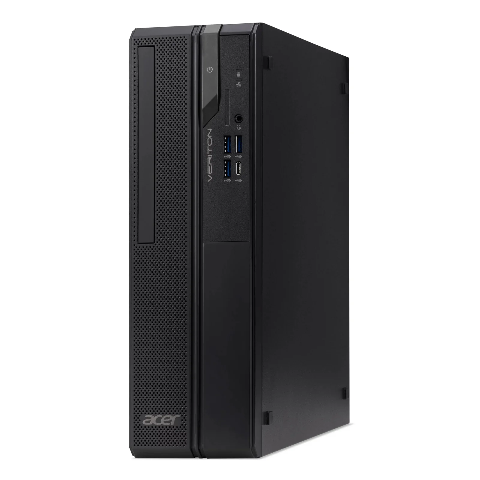 Acer Veriton X2 VX2723GT vu de face droite, boîtier noir compact avec logo Acer