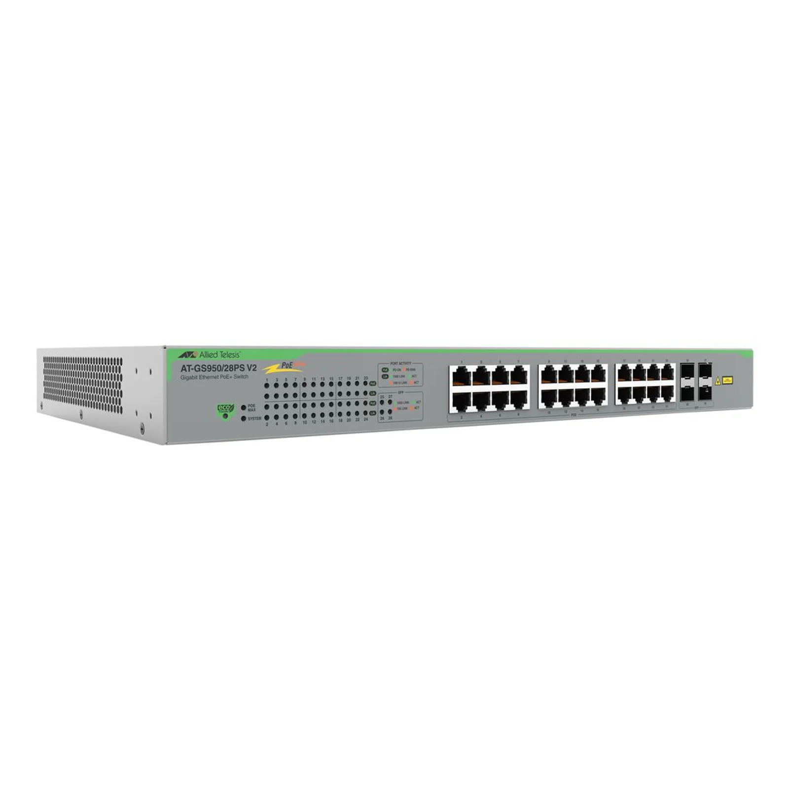 AT-GS950/28PSV2-50 commutateur réseau Non-géré Gigabit Ethernet (10/100/1000) Connexion Ethernet, supportant l'alimentation via ce port (PoE) Gris