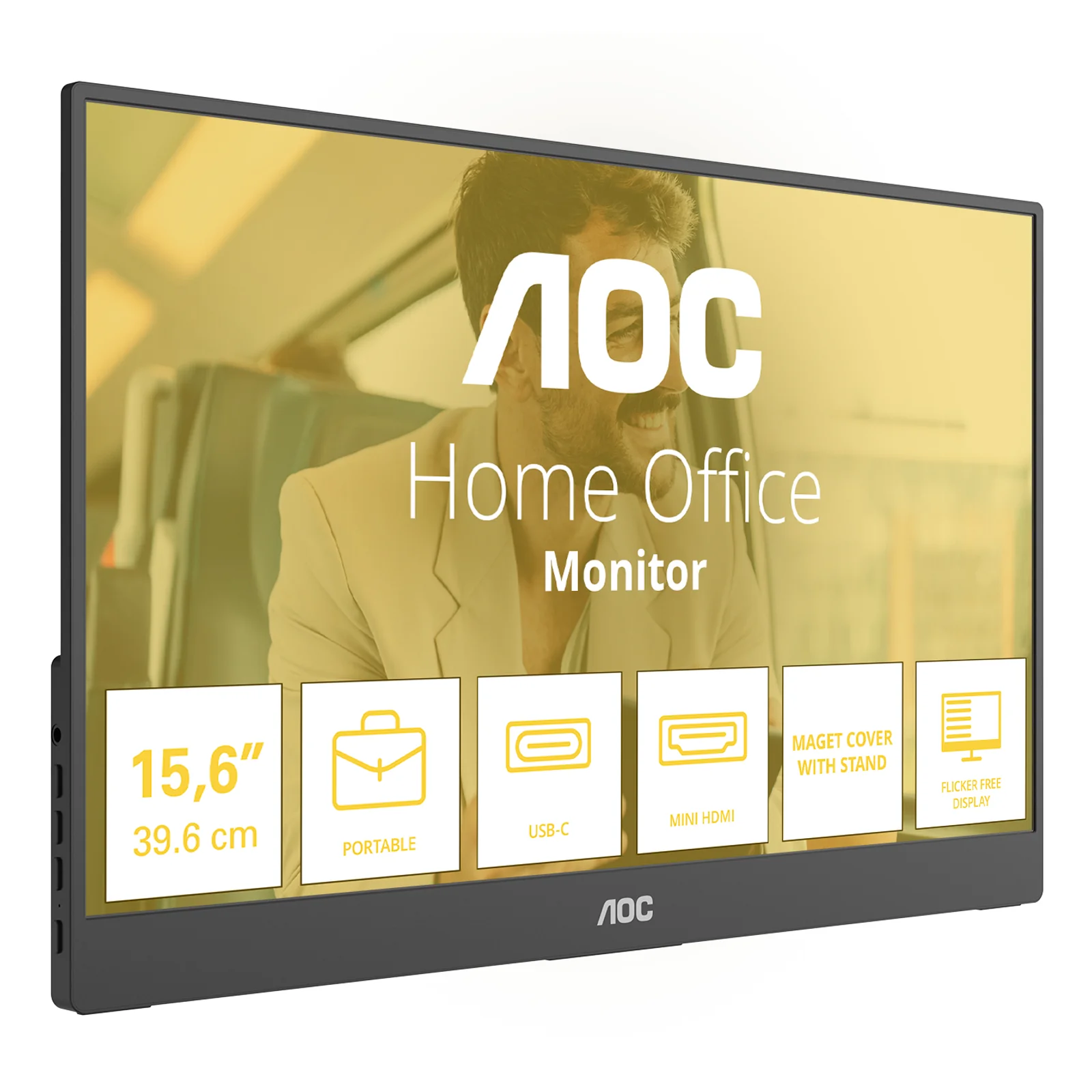 AOC 16T20E2 téléviseur et moniteur portables Moniteur portable Noir 39,6 cm (15.6") LED 1920 x 1080 pixels