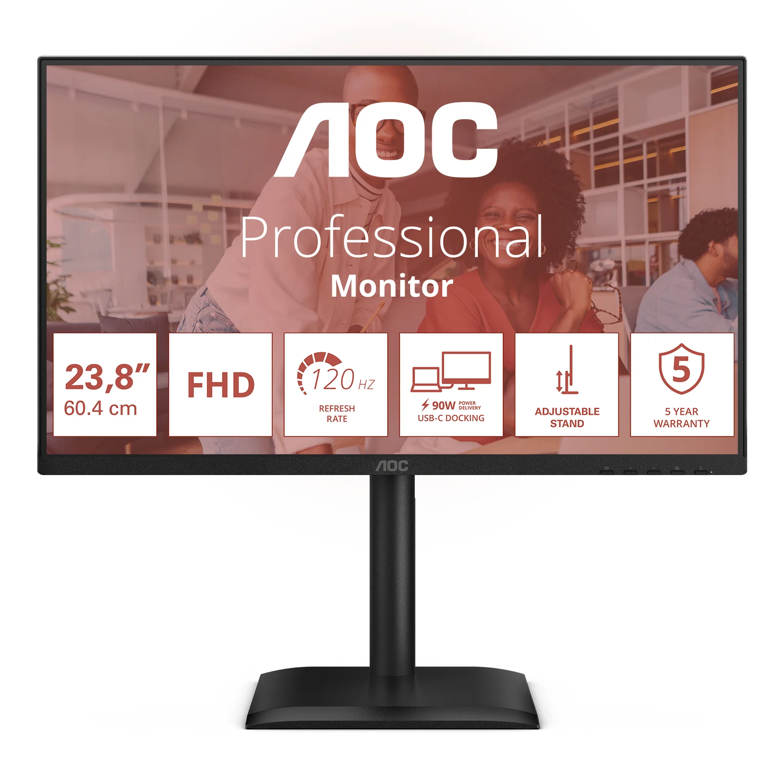 AOC E4 24E4CV écran plat de PC 60,5 cm (23.8") 1920 x 1080 pixels Full HD LED Noir