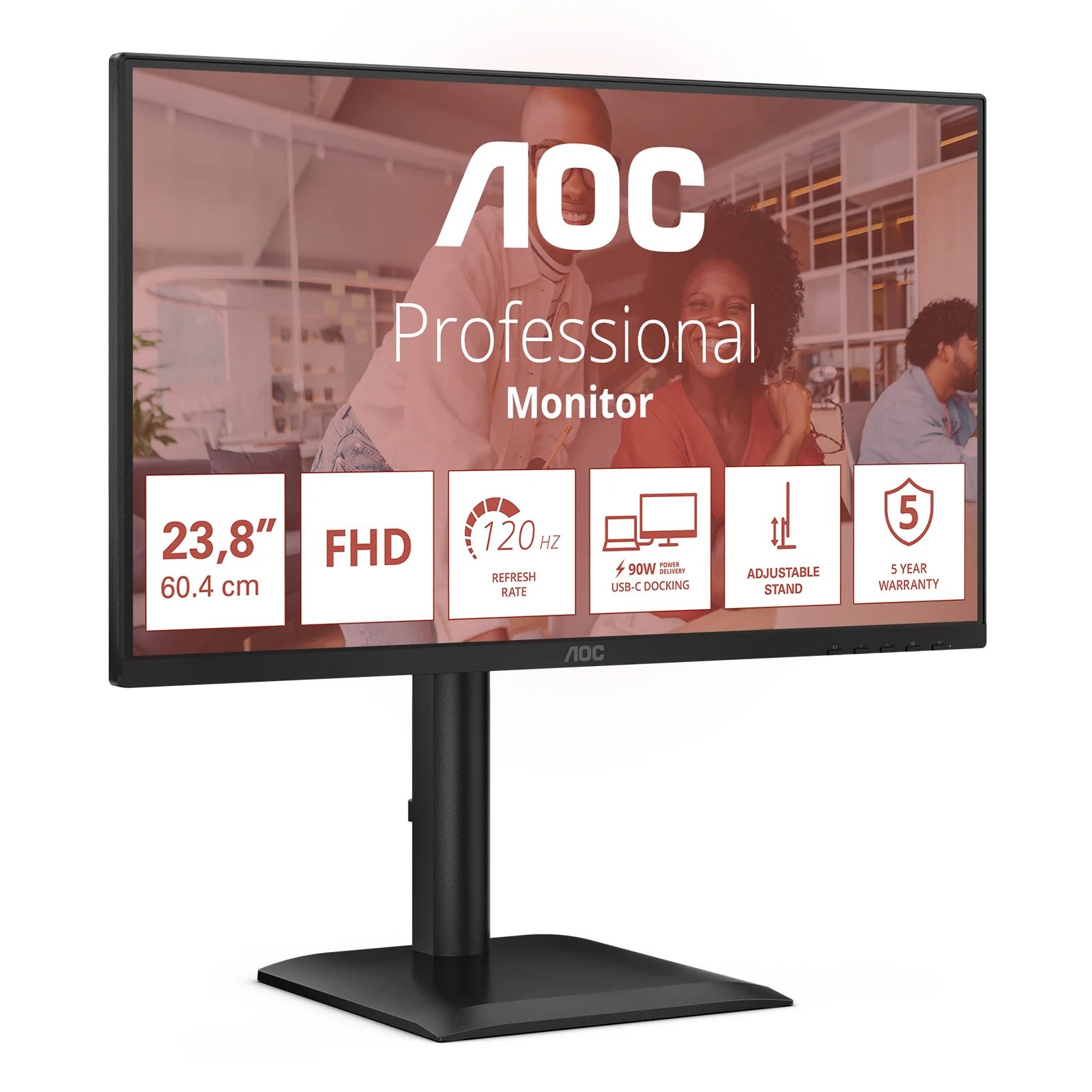 AOC E4 24E4CV écran plat de PC 60,5 cm (23.8") 1920 x 1080 pixels Full HD LED Noir