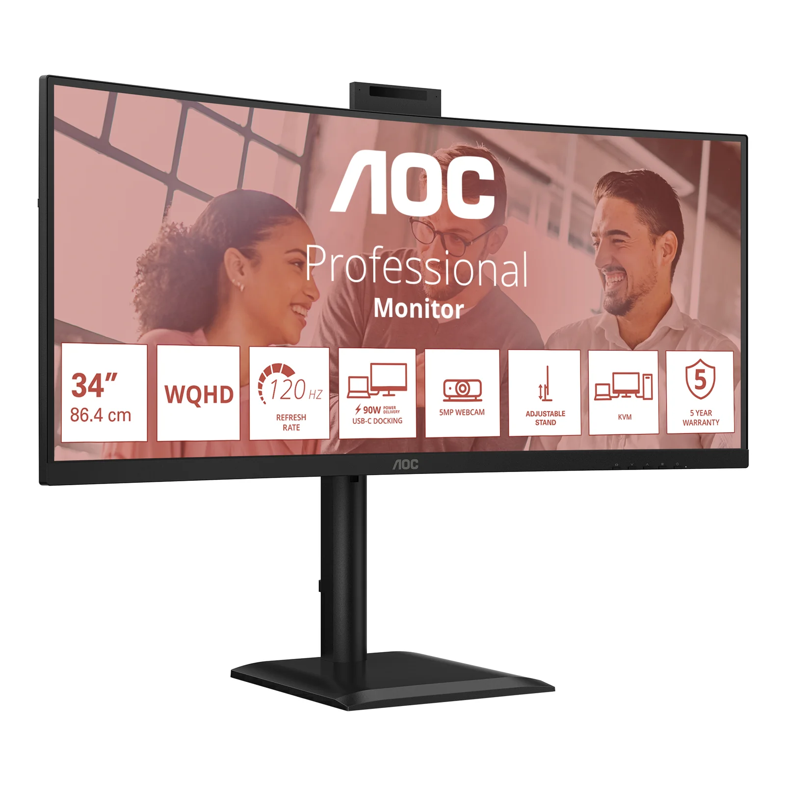 AOC E4 CU34E4CW écran plat de PC 86,4 cm (34") 3440 x 1440 pixels UltraWide Quad HD LED Noir