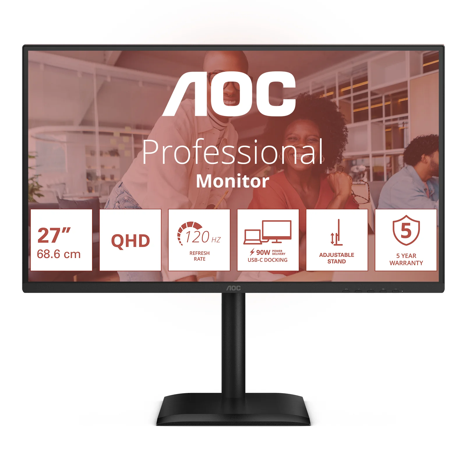 AOC E4 Q27E4CV écran plat de PC 68,6 cm (27") 2560 x 1440 pixels Quad HD LED Noir