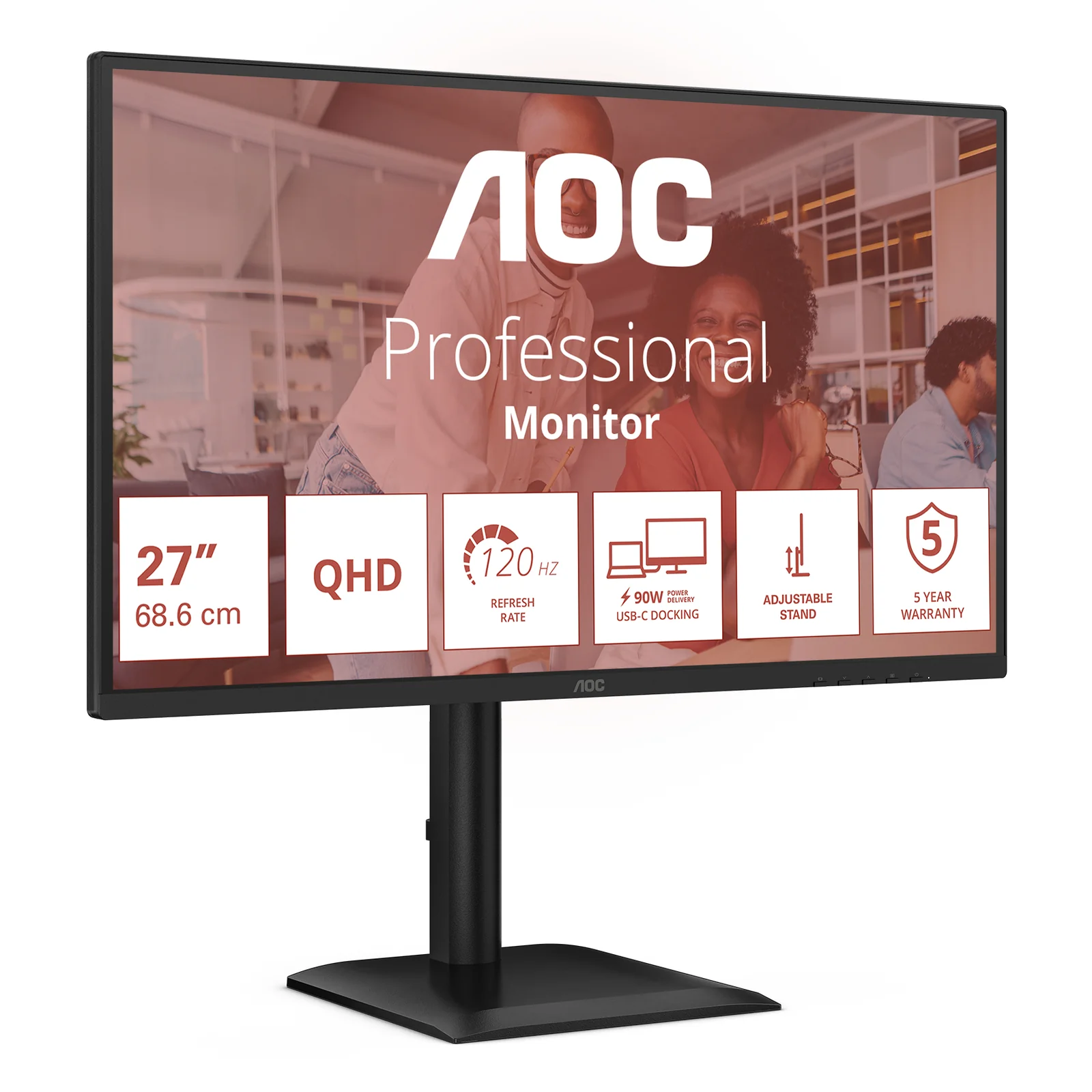 AOC E4 Q27E4CV écran plat de PC 68,6 cm (27") 2560 x 1440 pixels Quad HD LED Noir