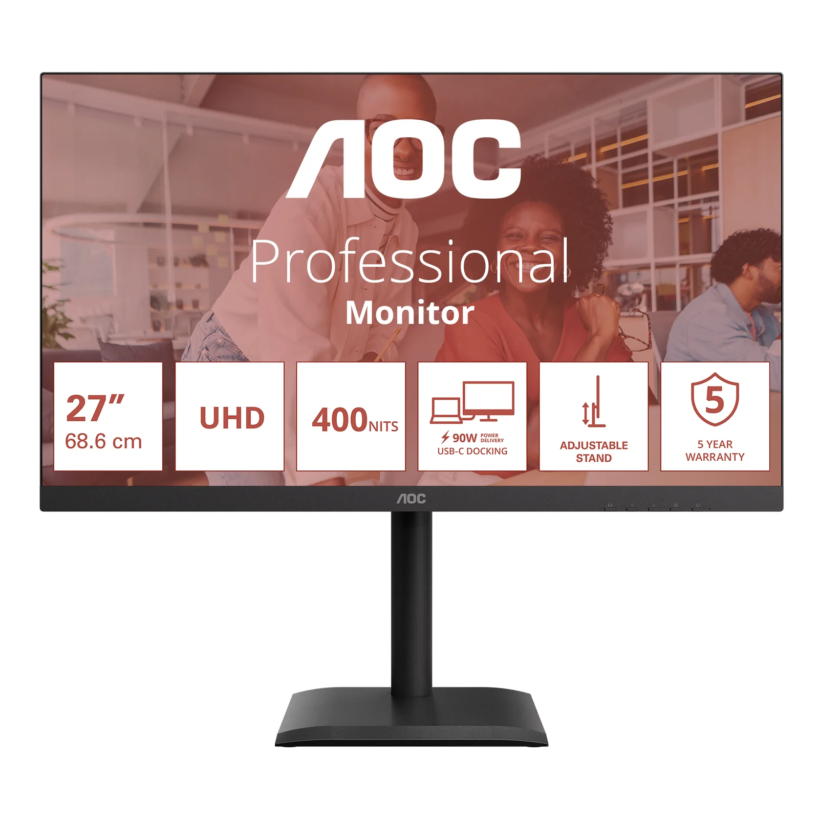 AOC E4 U27E4CV écran plat de PC 68,6 cm (27") 3840 x 2160 pixels 4K Ultra HD LED Noir