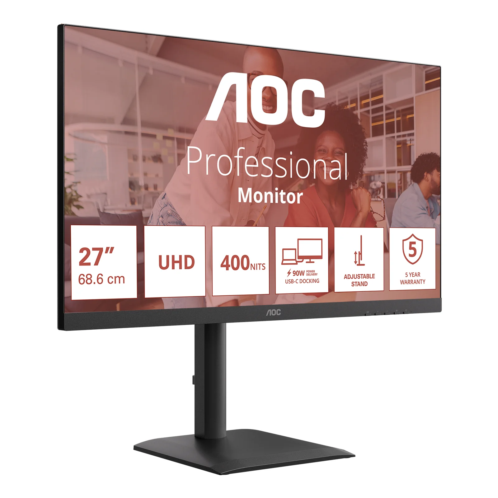 AOC E4 U27E4CV écran plat de PC 68,6 cm (27") 3840 x 2160 pixels 4K Ultra HD LED Noir