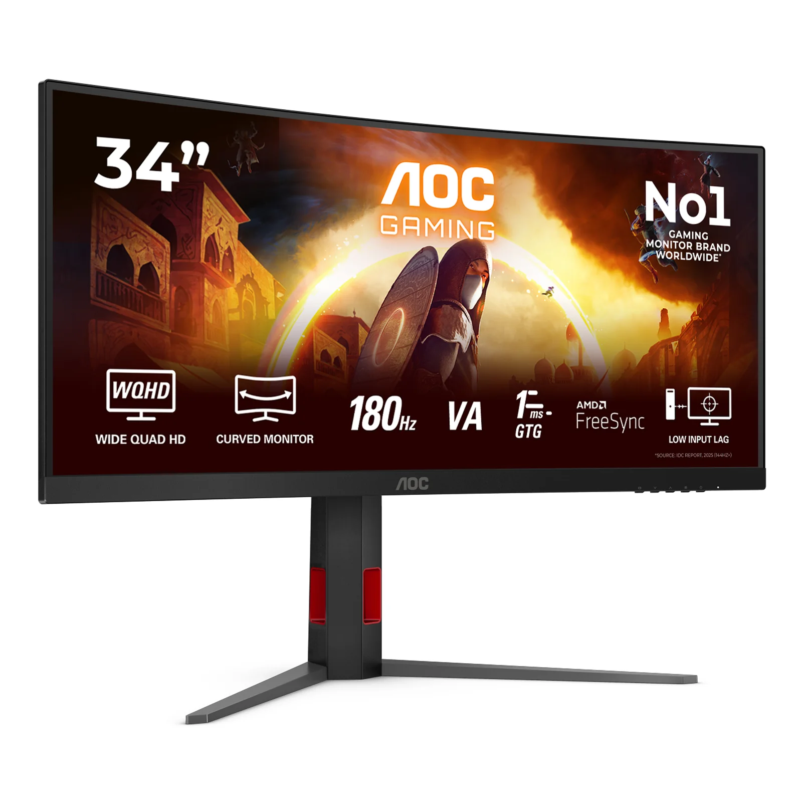 AOC G4 CU34G4 écran plat de PC 86,4 cm (34") 3440 x 1440 pixels Wide Quad HD LED Noir, Rouge