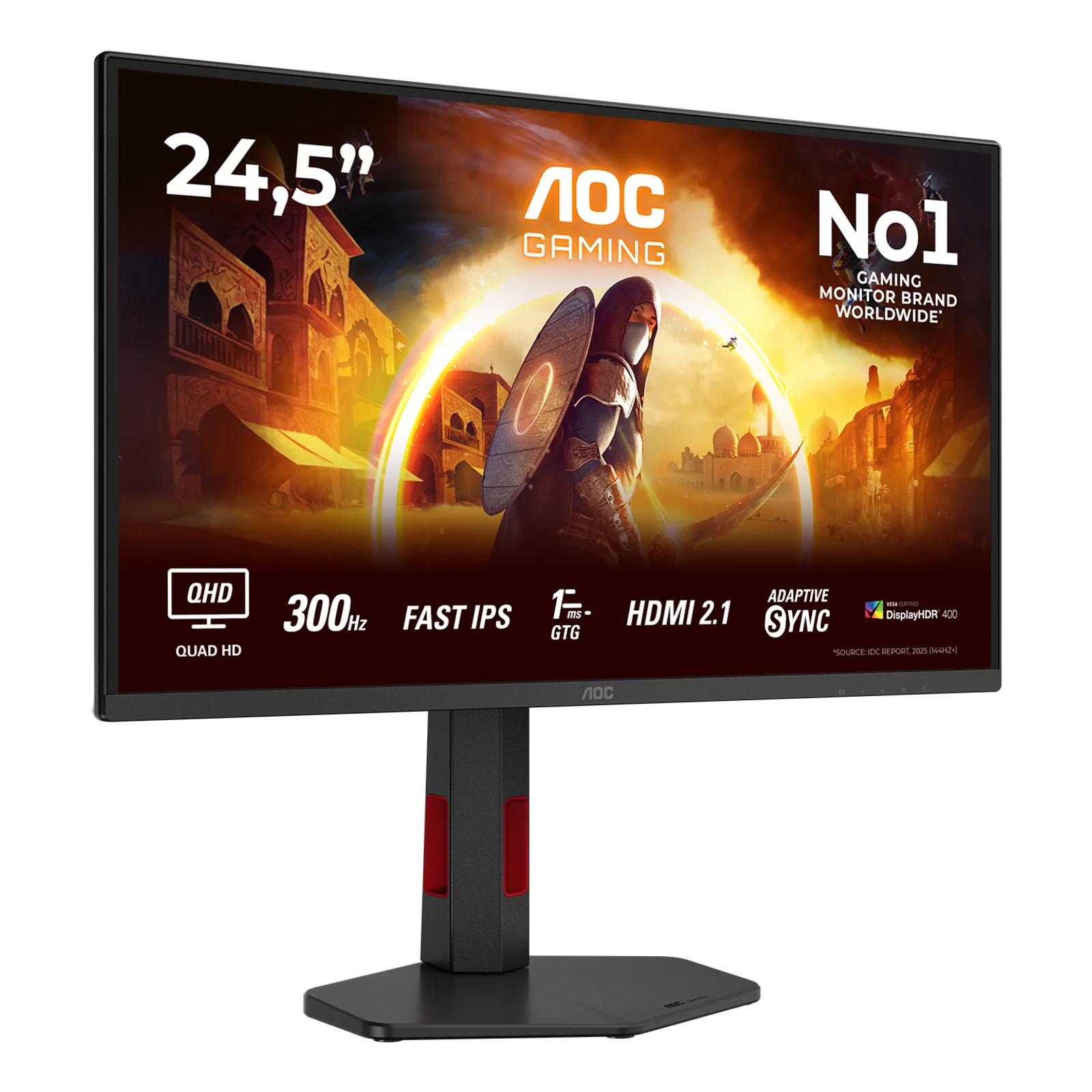 AOC G4 Q25G4SR écran plat de PC 62,2 cm (24.5") 2560 x 1440 pixels Quad HD LED Noir, Rouge
