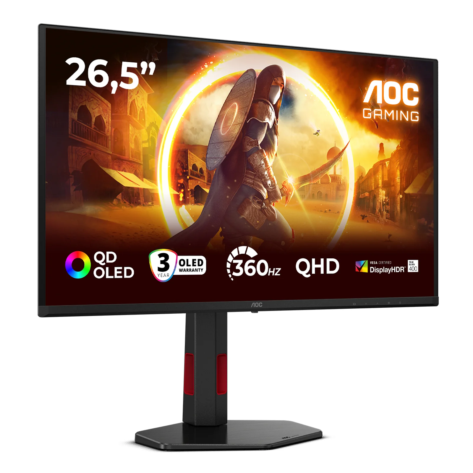 AOC G4 Q27G4SDR écran plat de PC 67,3 cm (26.5") 2560 x 1440 pixels Quad HD QD-OLED Noir, Rouge