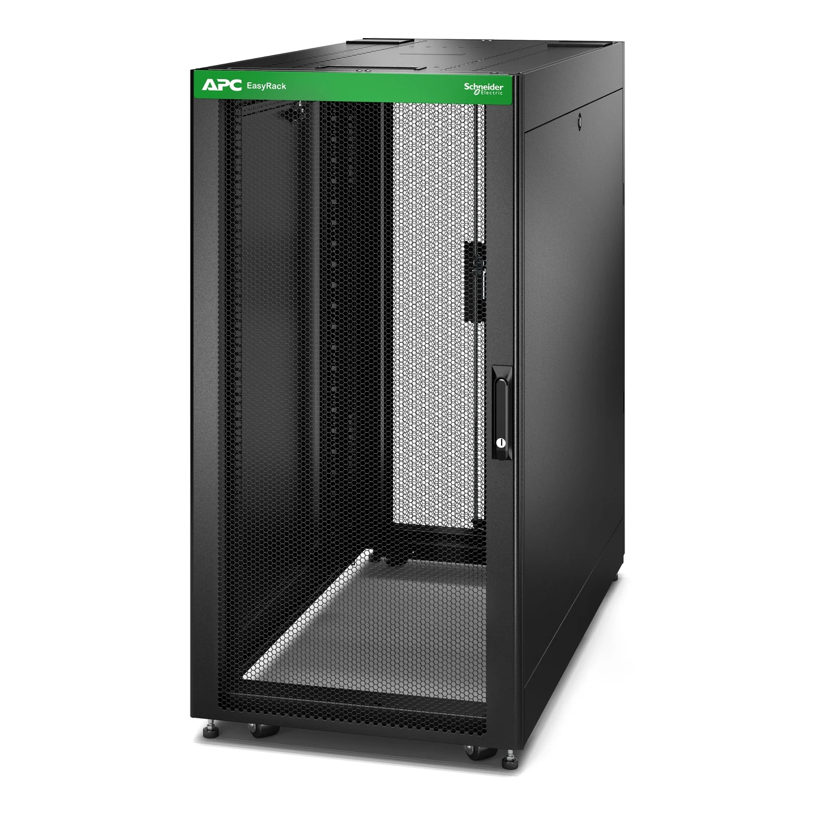 Baie EasyRack 600mm/24U/1000mm avec toit, panneau latéral, roulettes, noir