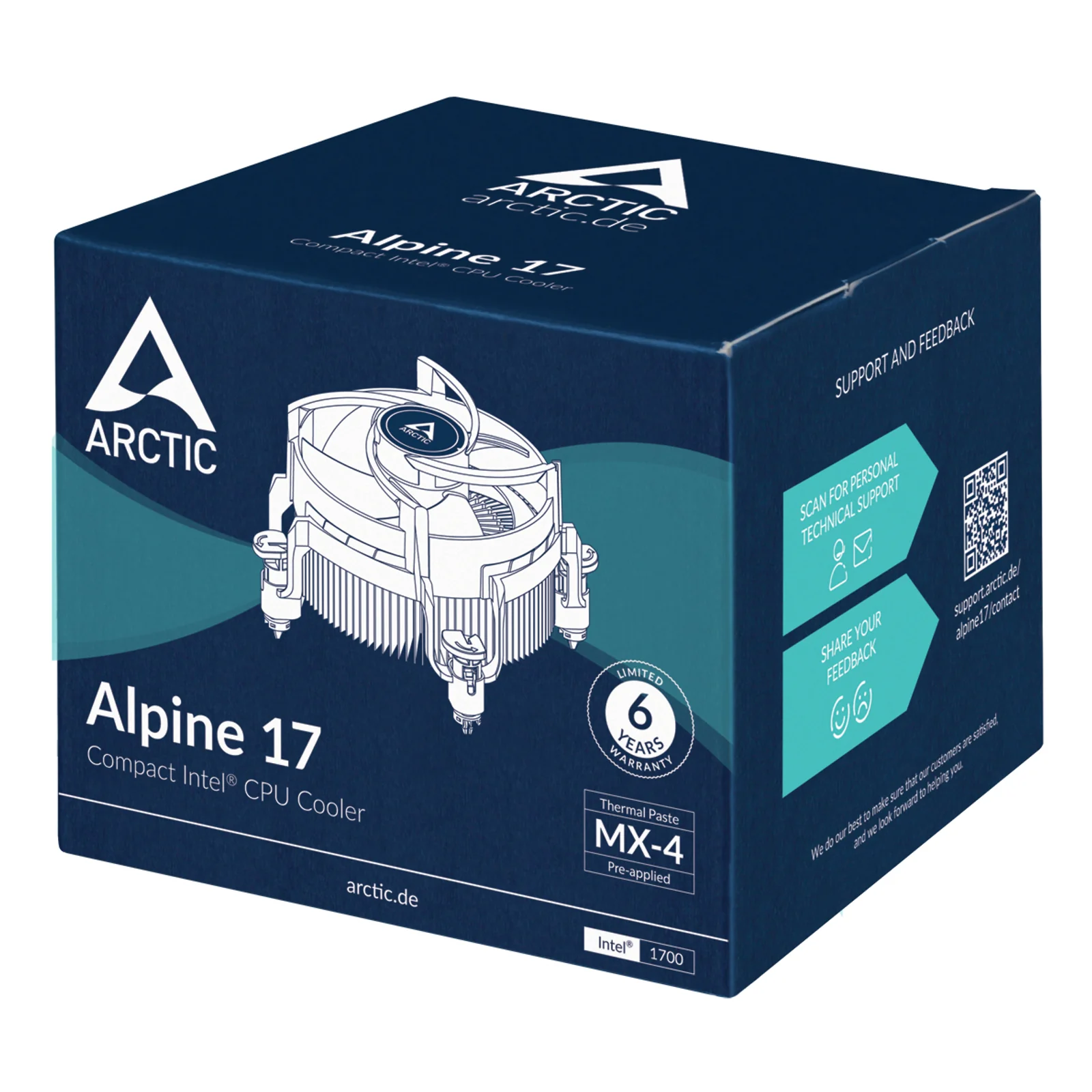 ARCTIC Alpine 17 Processeur Refroidisseur d'air 9,2 cm Noir, Argent 1 pièce(s)