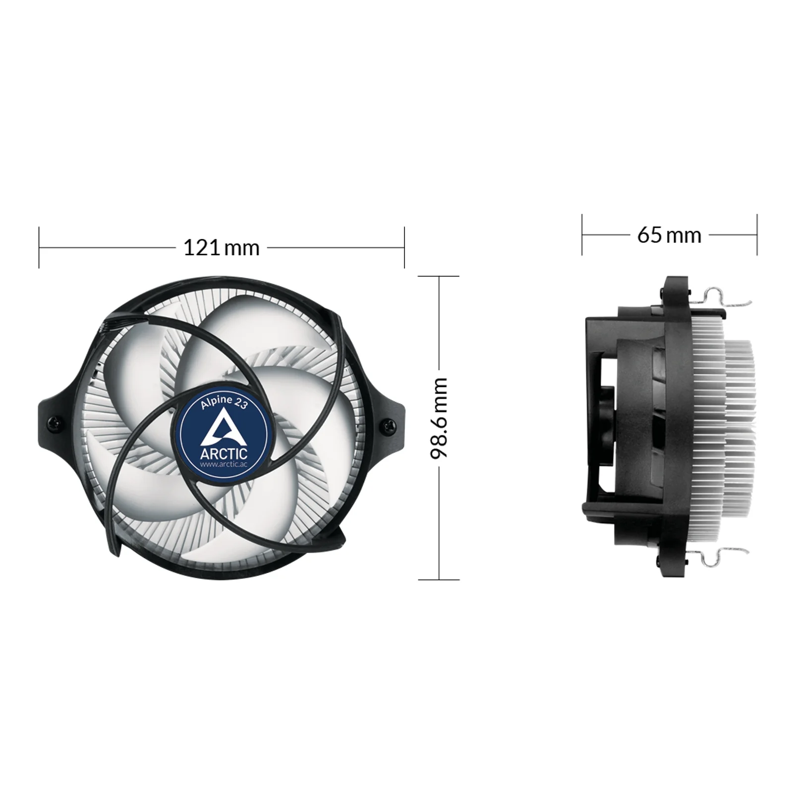ARCTIC Alpine 23 - Compact AMD CPU-Cooler Processeur Refroidisseur d'air 9 cm Aluminium, Noir 1 pièce(s)