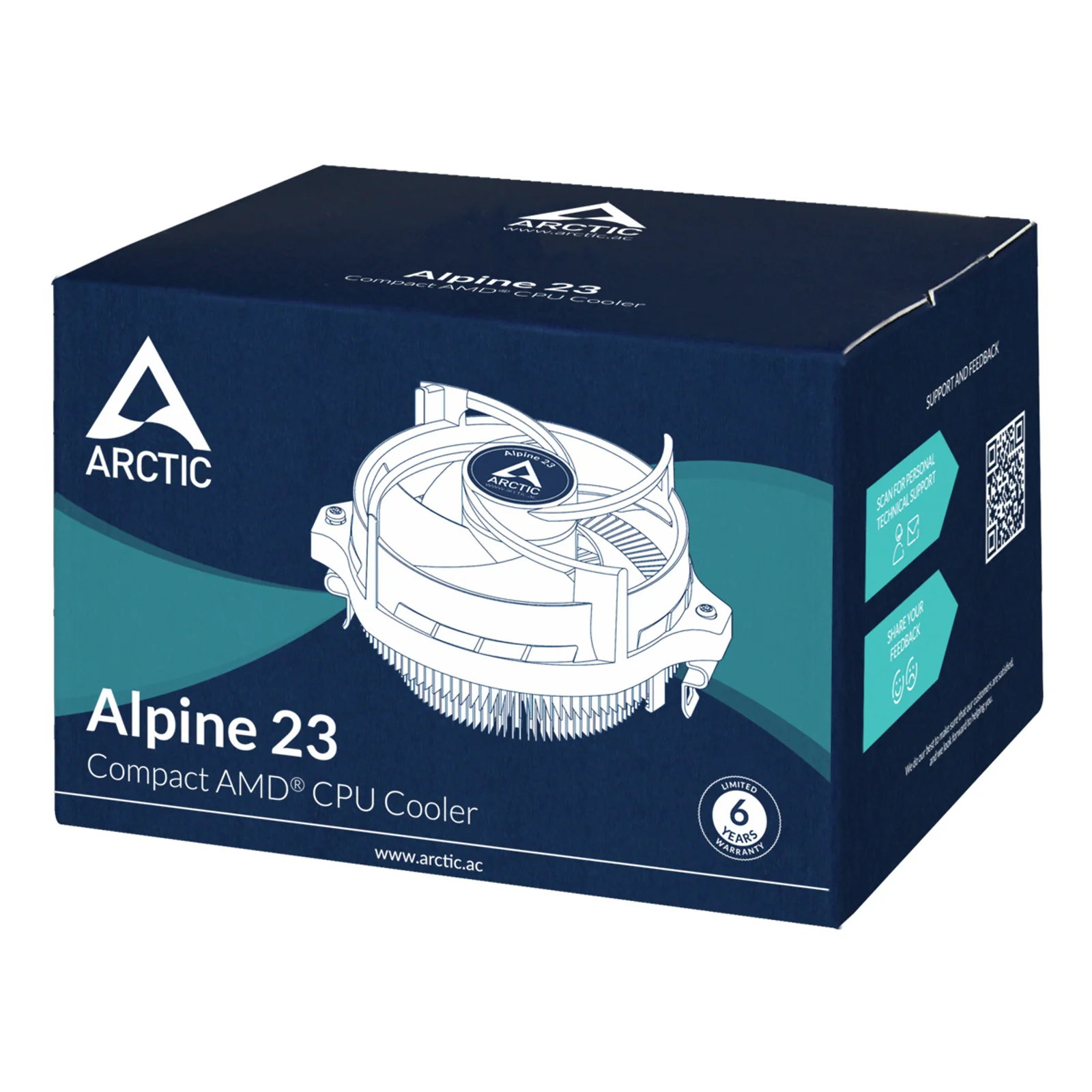 ARCTIC Alpine 23 - Compact AMD CPU-Cooler Processeur Refroidisseur d'air 9 cm Aluminium, Noir 1 pièce(s)