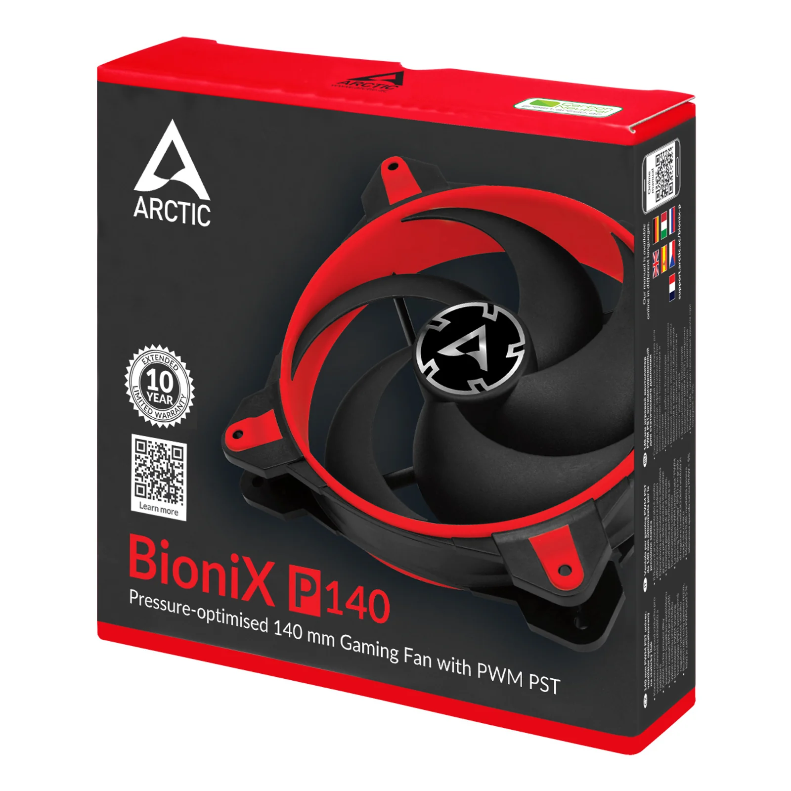 ARCTIC BioniX P140 Boitier PC Ventilateur 14 cm Noir, Rouge