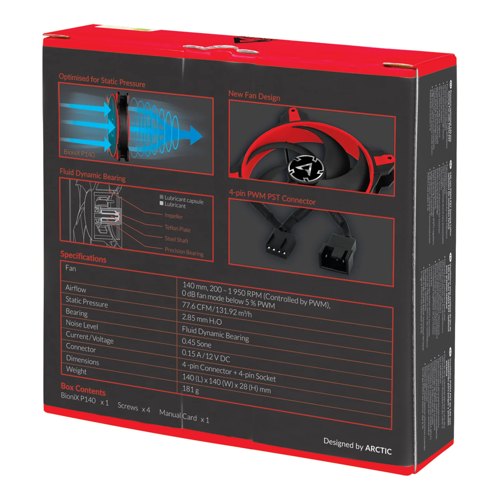 ARCTIC BioniX P140 Boitier PC Ventilateur 14 cm Noir, Rouge