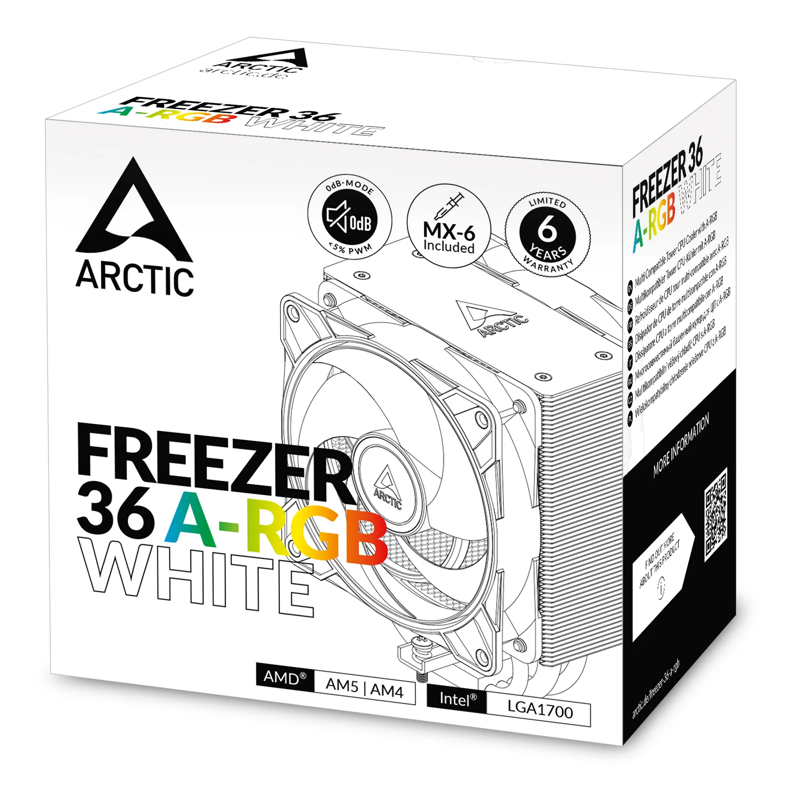 ARCTIC Freezer 36 A-RGB Processeur Refroidisseur d'air 12 cm Blanc 1 pièce(s)