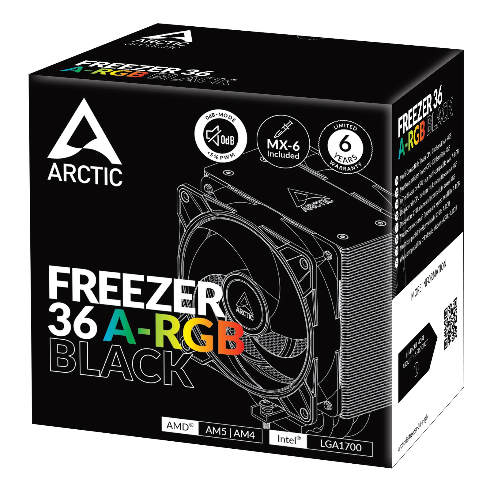 ARCTIC Freezer 36 A-RGB Processeur Refroidisseur d'air 12 cm Noir 1 pièce(s)
