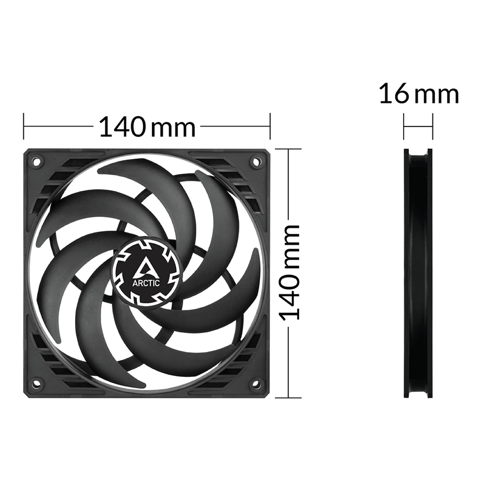 ARCTIC P14 Slim PWM PST Boitier PC Ventilateur 14 cm Noir 1 pièce(s)