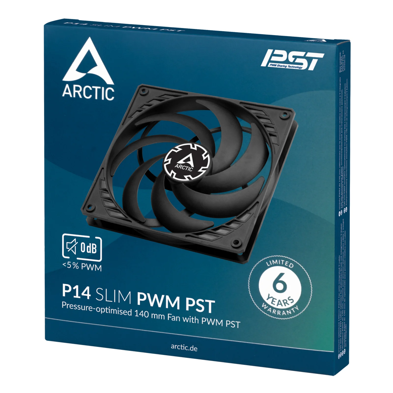 ARCTIC P14 Slim PWM PST Boitier PC Ventilateur 14 cm Noir 1 pièce(s)