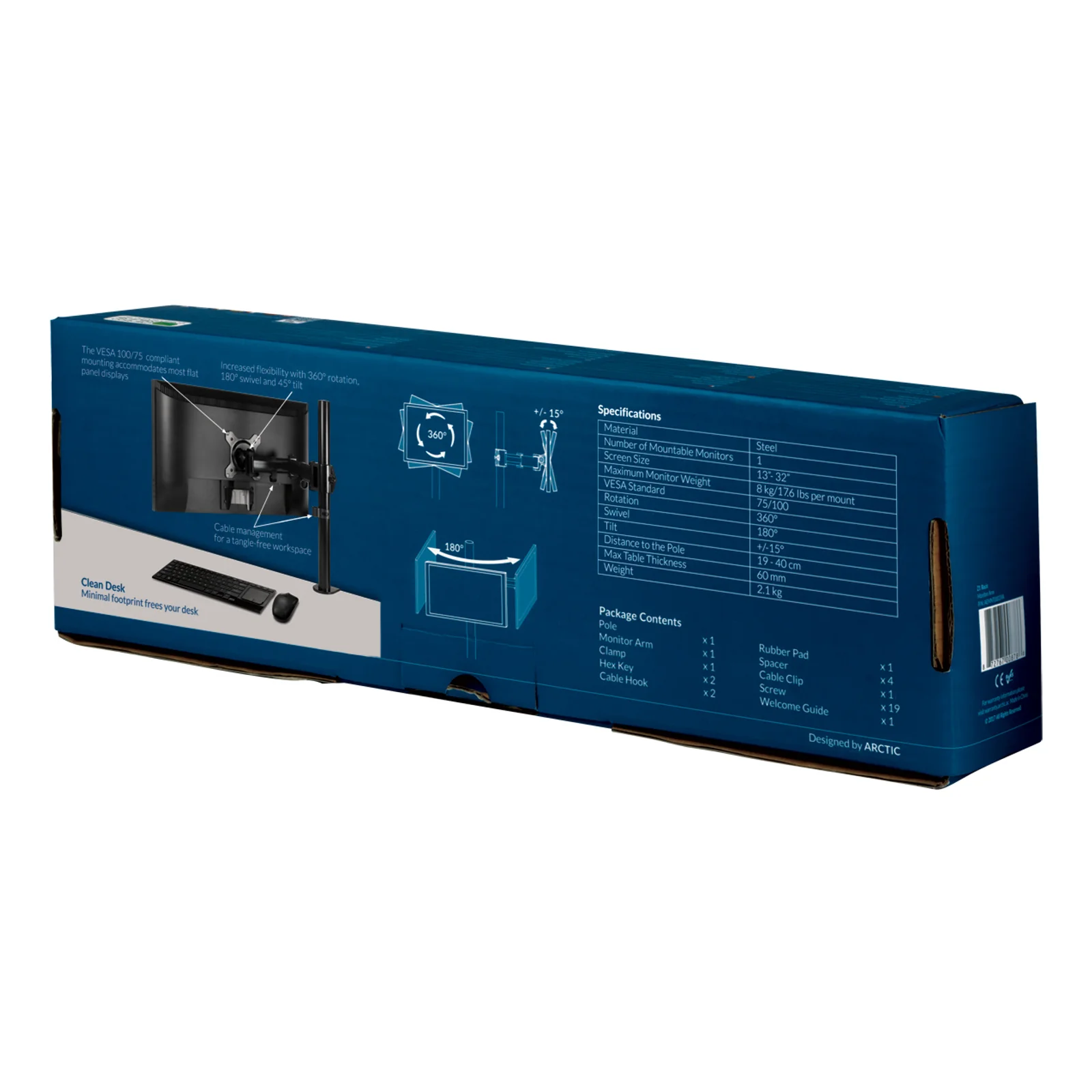 ARCTIC Z1 Basic 81,3 cm (32") Bureau Noir