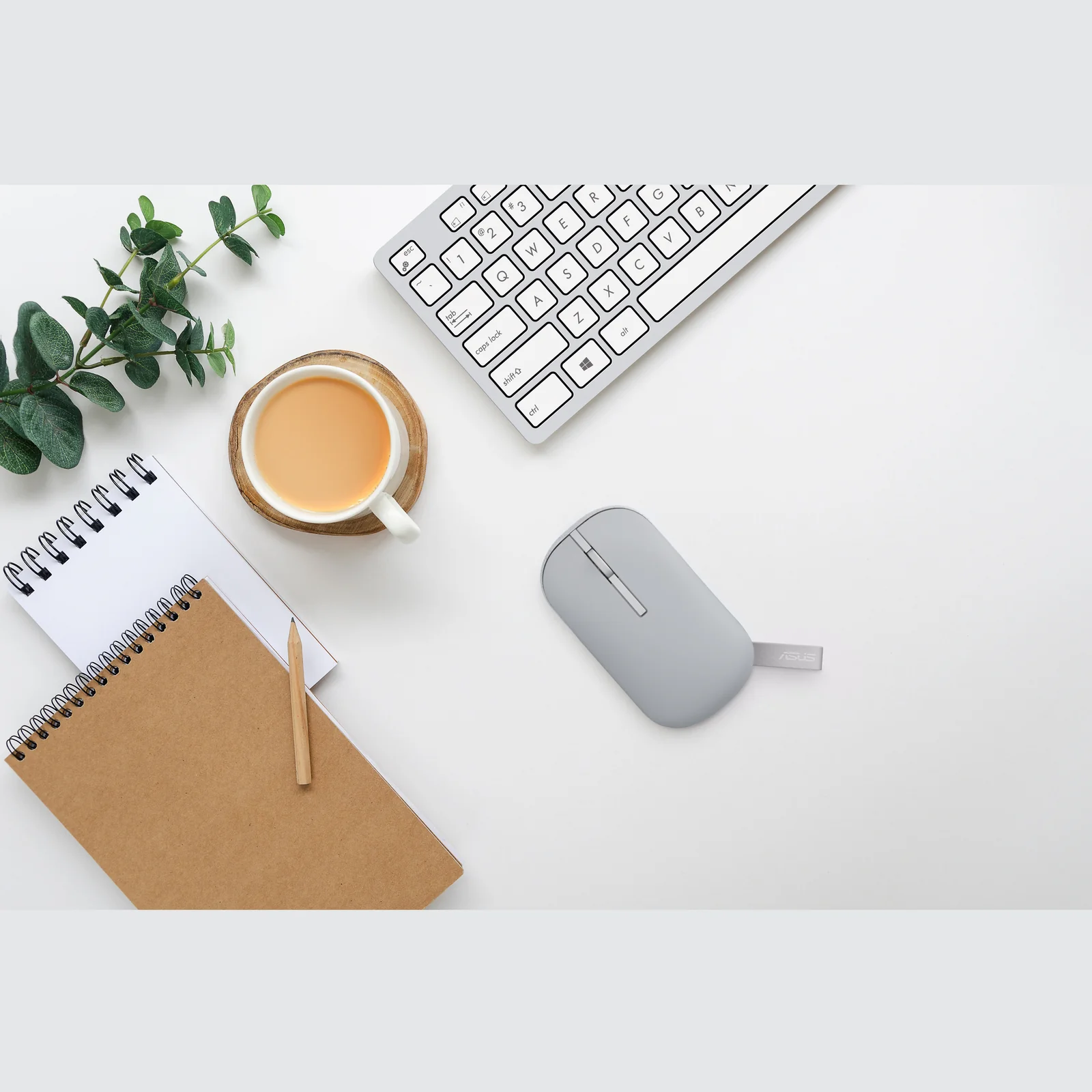 ASUS Marshmallow Mouse MD100 souris Bureau Ambidextre RF sans fil + Bluetooth Optique 1600 DPI