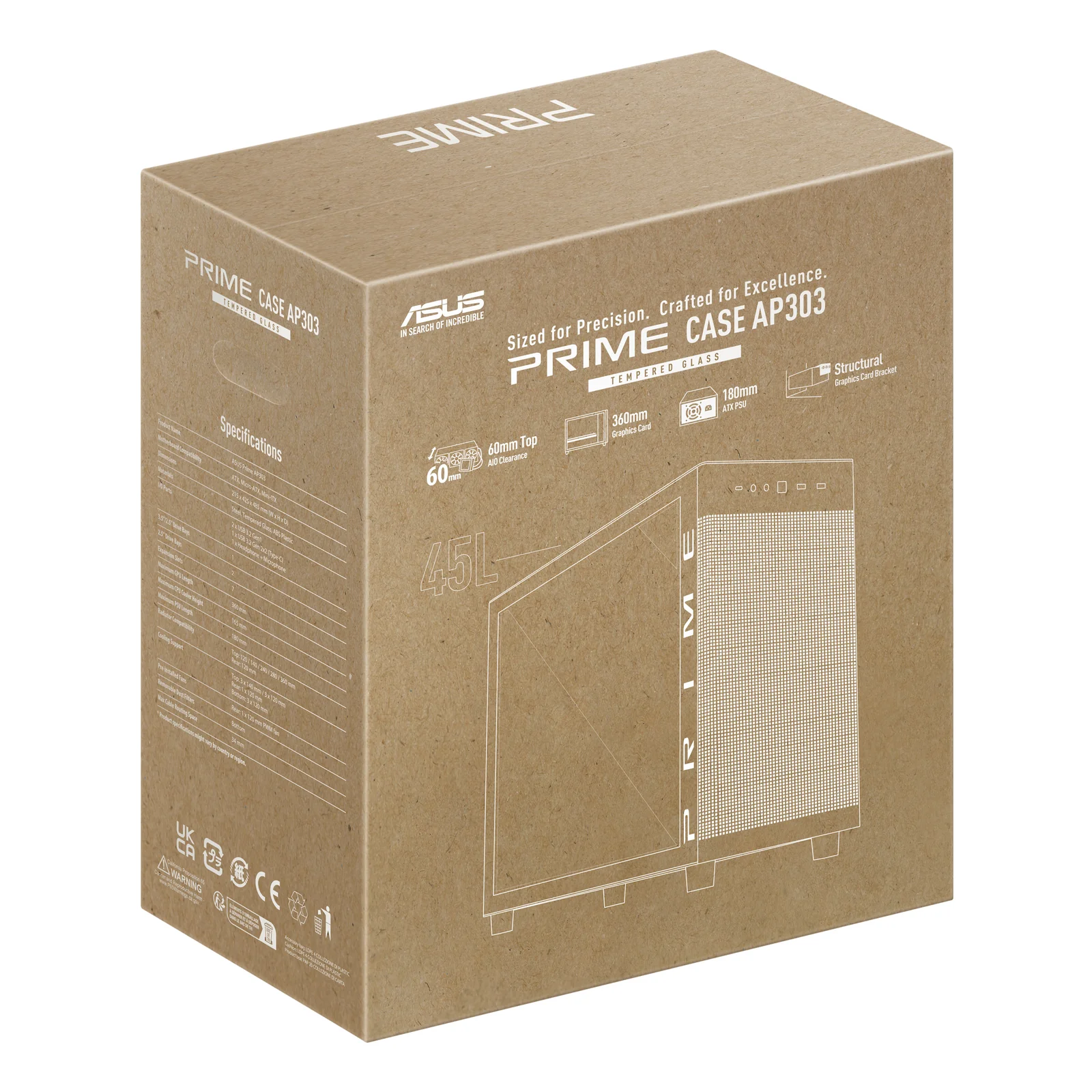 ASUS PRIME AP303 TG Black Midi Tower Noir