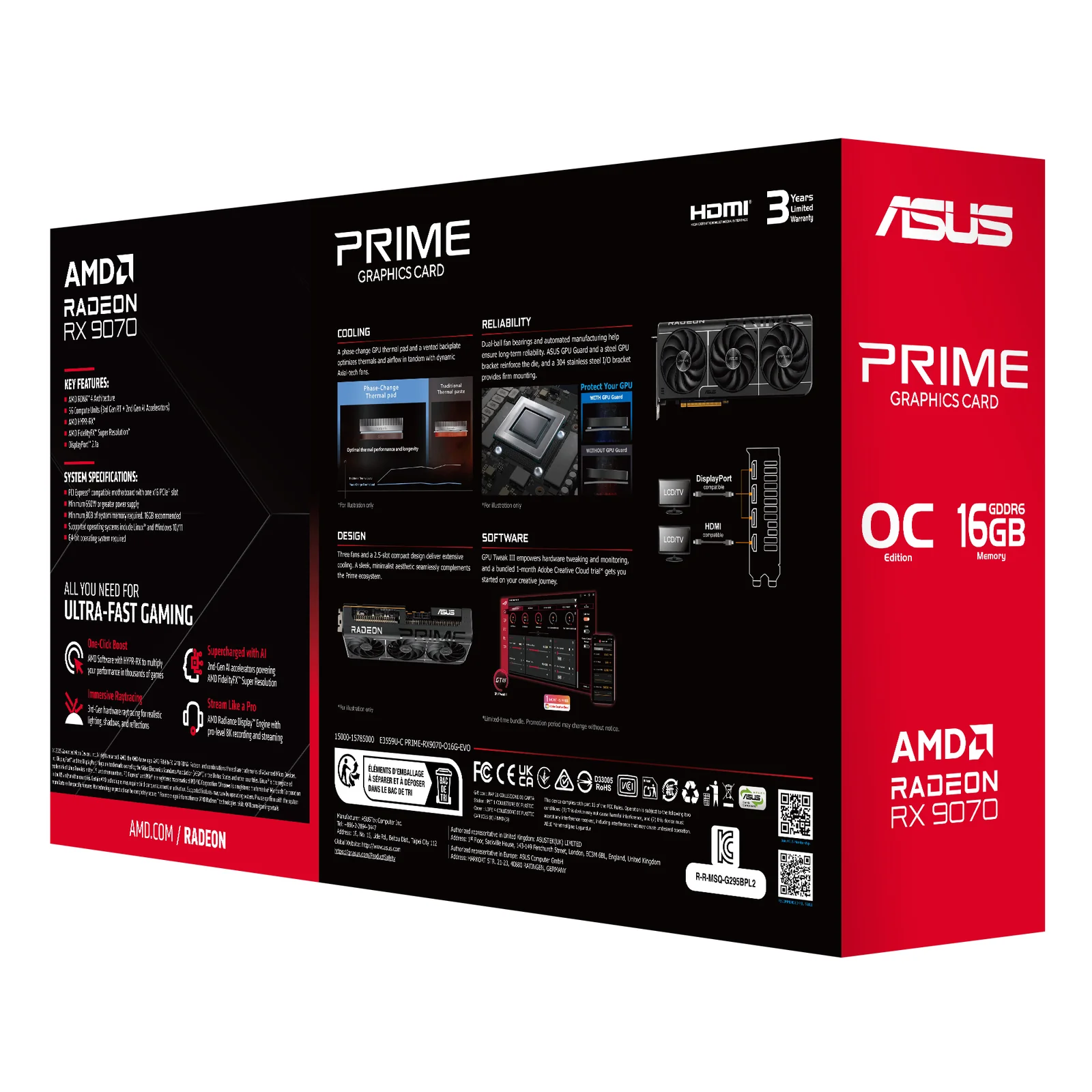 ASUS Prime -RX9070-O16G-EVO AMD Radeon RX 9070 16 Go GDDR6