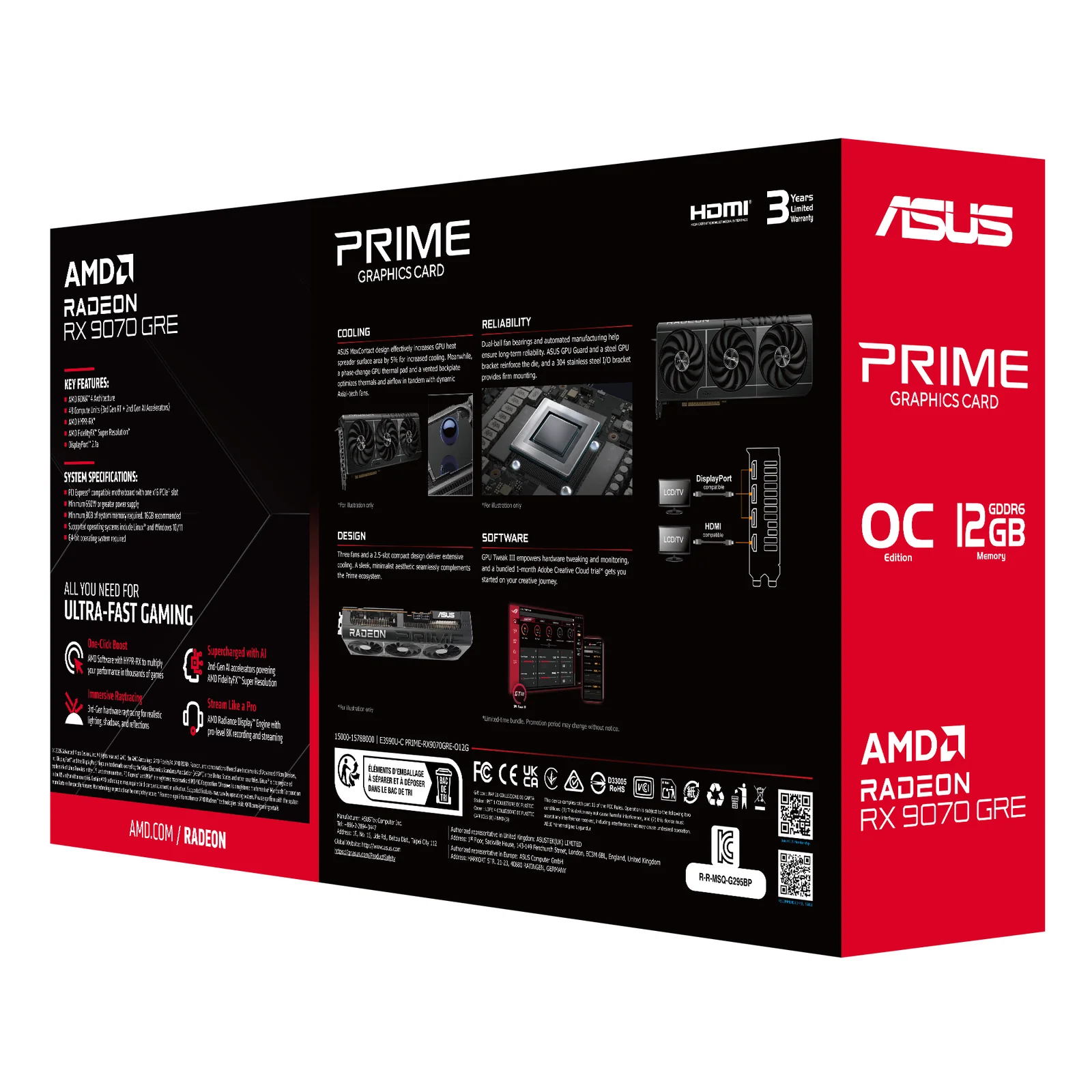 ASUS Prime -RX9070GRE-O12G AMD Radeon RX 9070 GRE 12 Go GDDR6