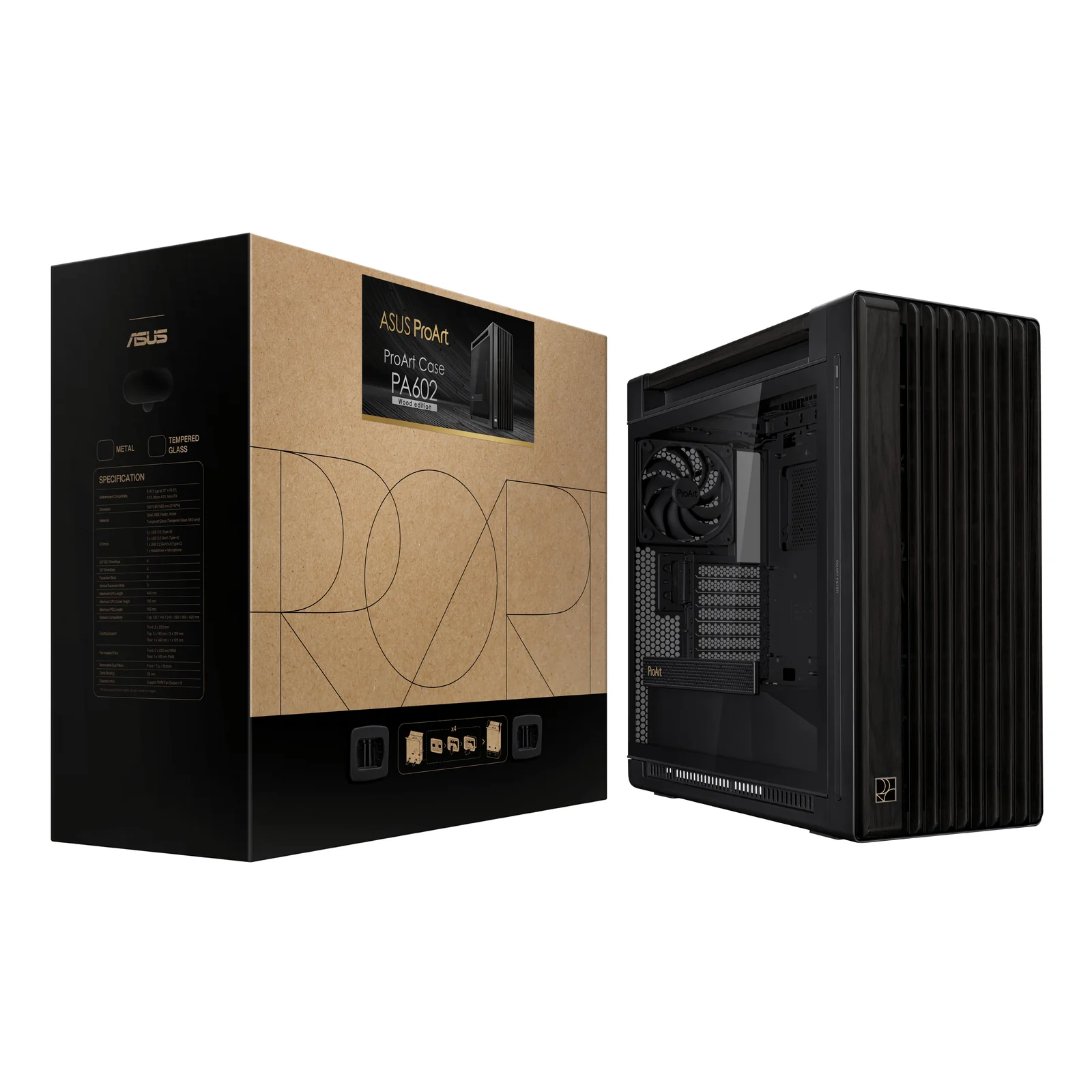 ASUS ProArt PA602 Wood Edition Midi Tower Noir
