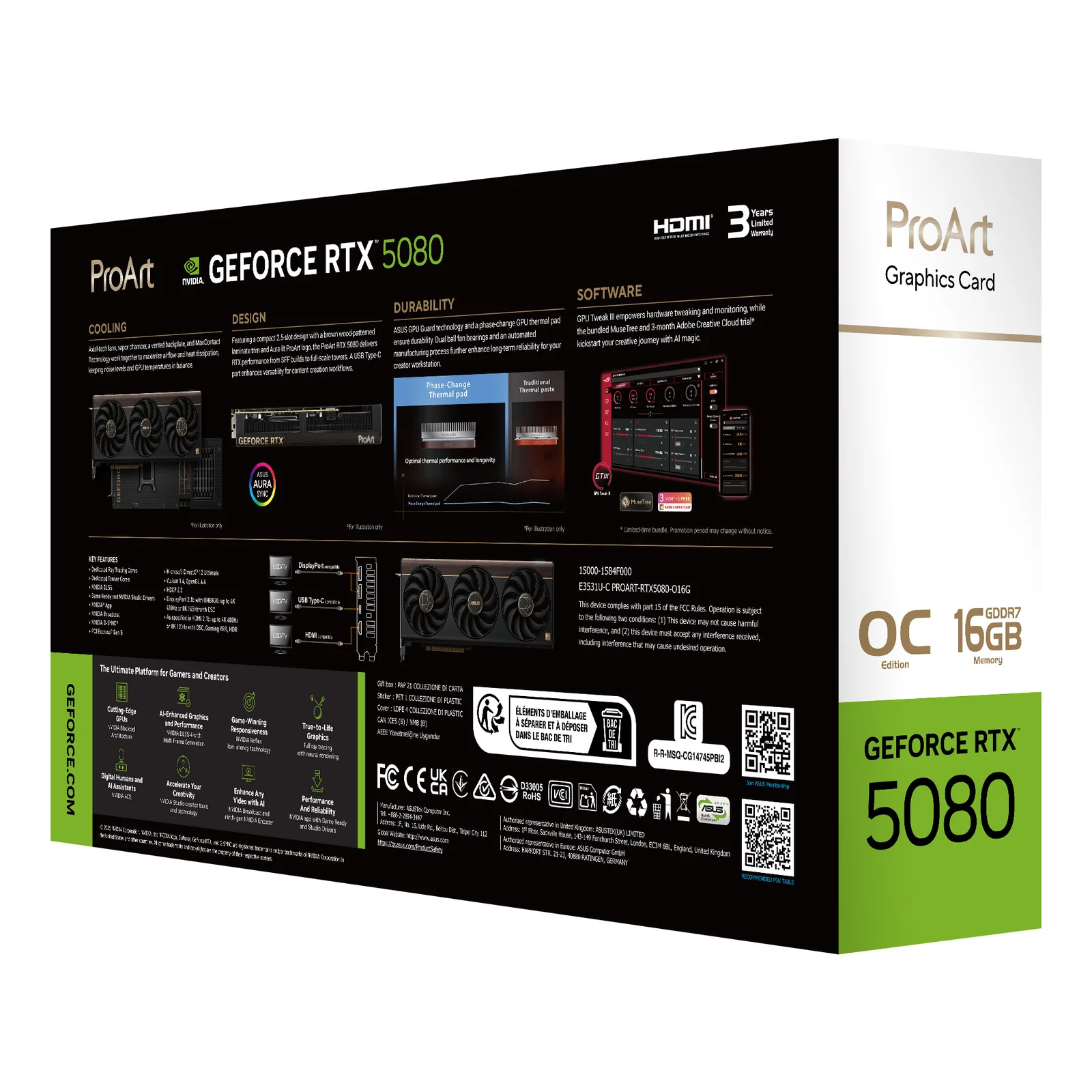 ASUS ProArt -RTX5080-O16G NVIDIA GeForce RTX 5080 16 Go GDDR7