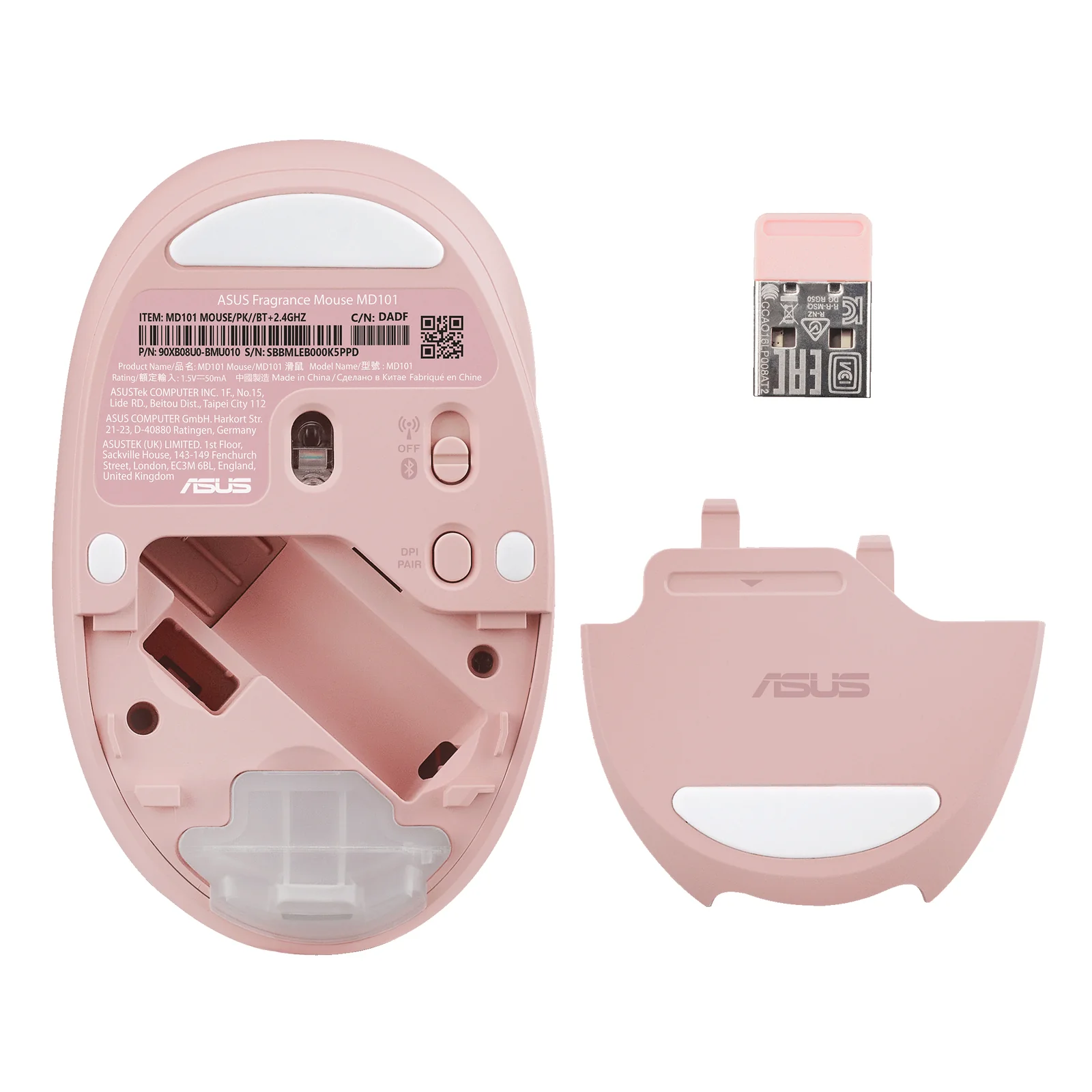 ASUS Fragrance Mouse MD101 souris Maison Ambidextre RF sans fil + Bluetooth Optique 2400 DPI
