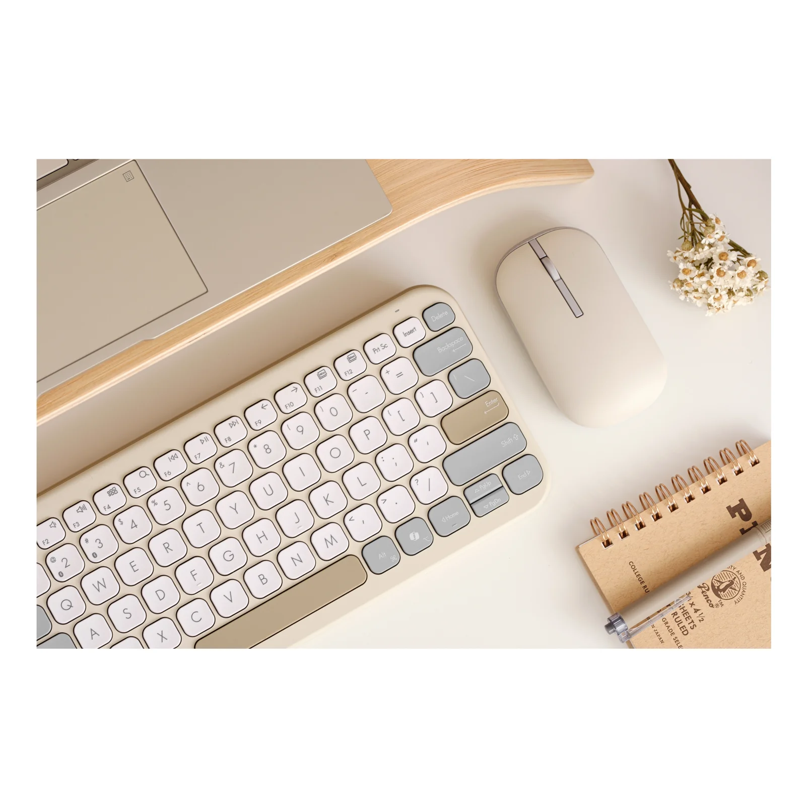 ASUS Marshmallow Keyboard KW100 clavier Maison Bluetooth QWERTZ Allemand Beige, Gris, Blanc