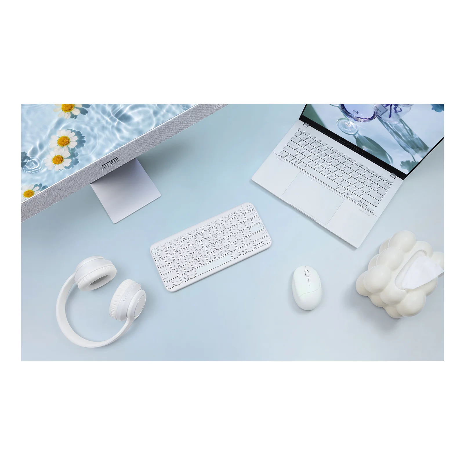 ASUS Marshmallow Keyboard KW100 clavier Maison Bluetooth QWERTZ Allemand Blanc