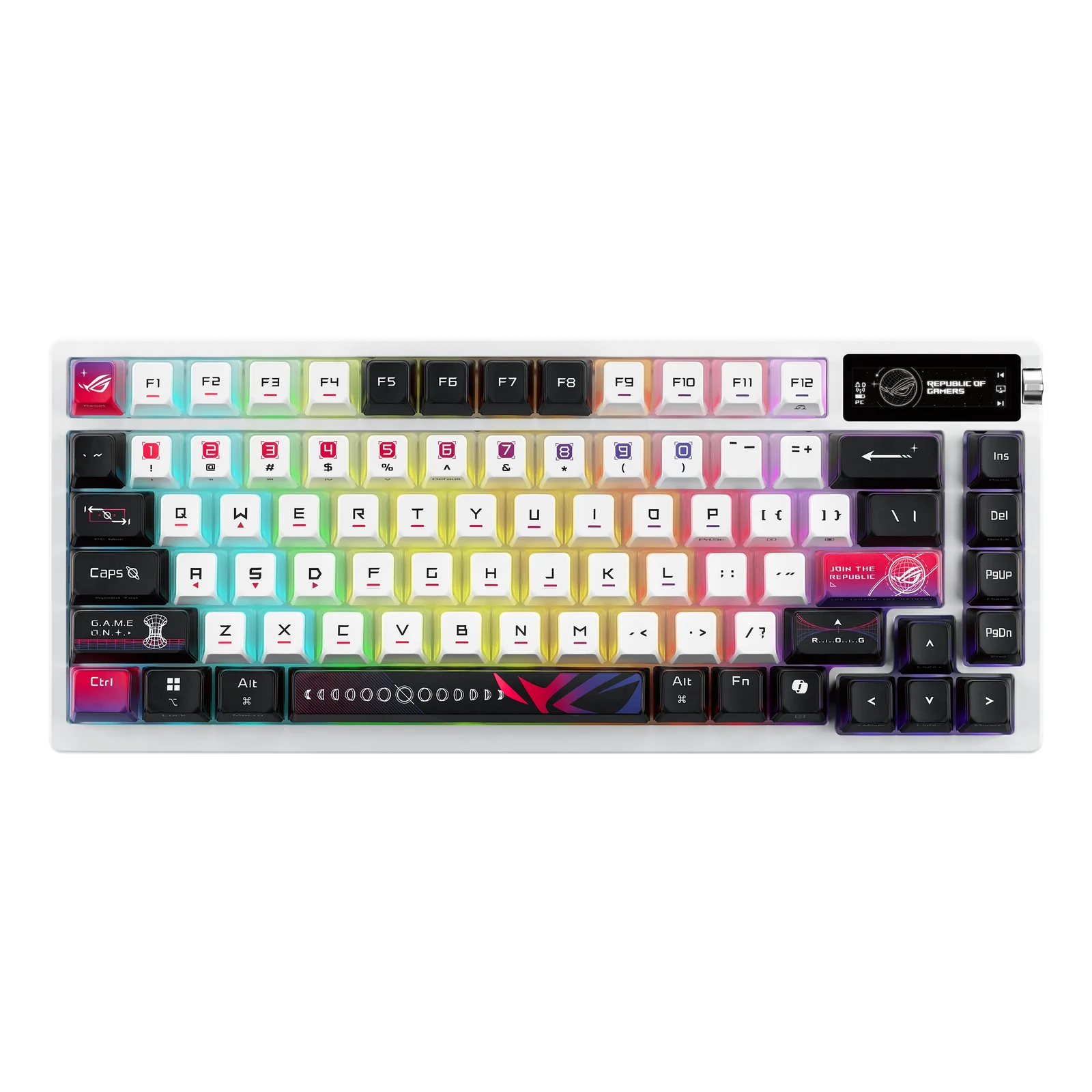 ROG Azoth X clavier Gaming USB + RF Wireless + Bluetooth Suisse Noir, Blanc