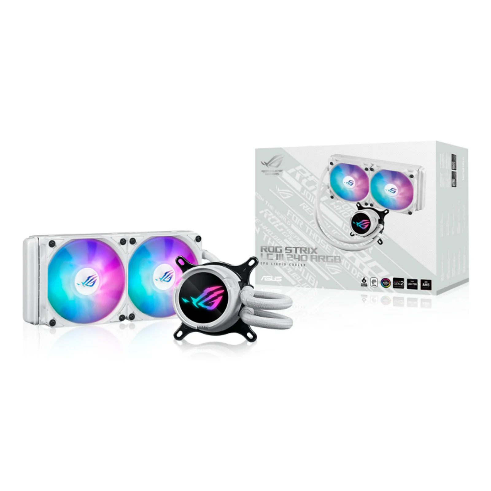 ASUS ROG Strix LC III 240 ARGB White Edition Processeur Kit de refroidissement du liquide 12 cm Blanc
