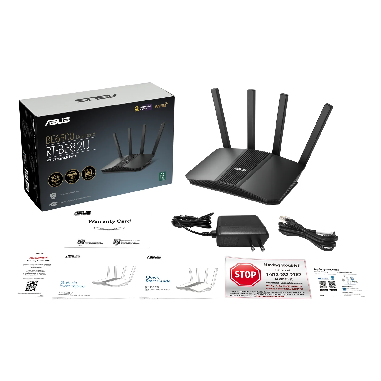 ASUS RT-BE82U BE6500 routeur sans fil 2.5 Gigabit Ethernet Bi-bande (2,4 GHz / 5 GHz) Noir