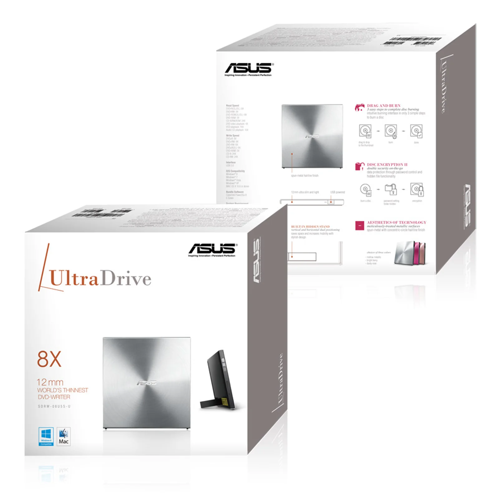 ASUS SDRW-08U5S-U lecteur de disques optiques DVD Super Multi DL Métallique