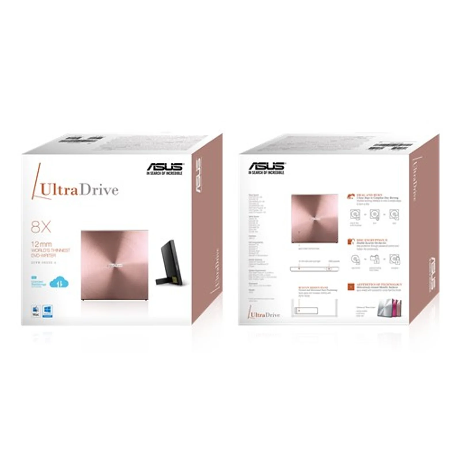 ASUS SDRW-08U5S-U lecteur de disques optiques DVD Super Multi DL Rose