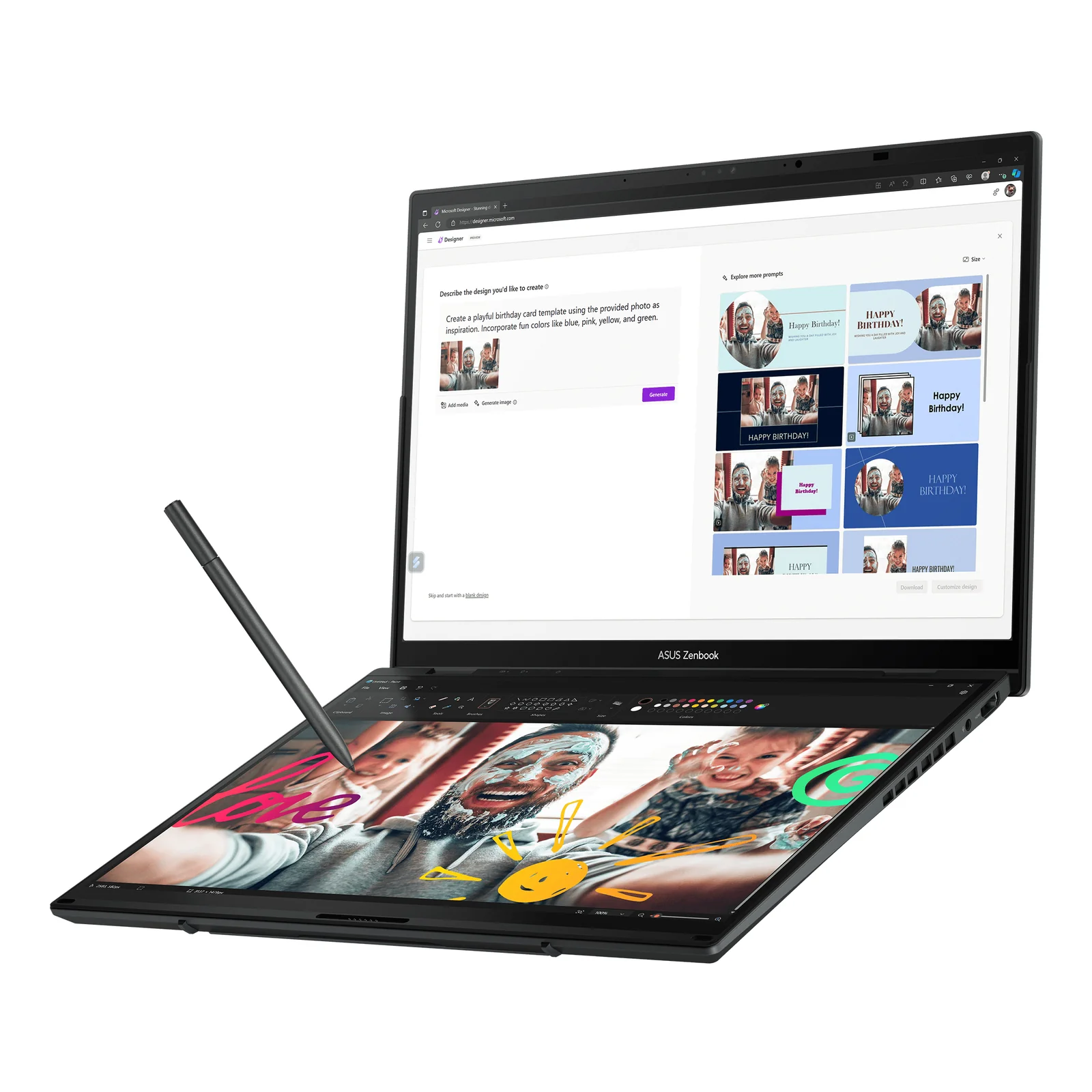 ASUS Zenbook Duo UX8406CA-PZ011W Intel Core Ultra 9 285H Hybride (2-en-1) 35,6 cm (14") Écran tactile 3K 32 Go LPDDR5x-SDRAM 1 To SSD Wi-Fi 7 (802.11be) Windows 11 Home Gris
