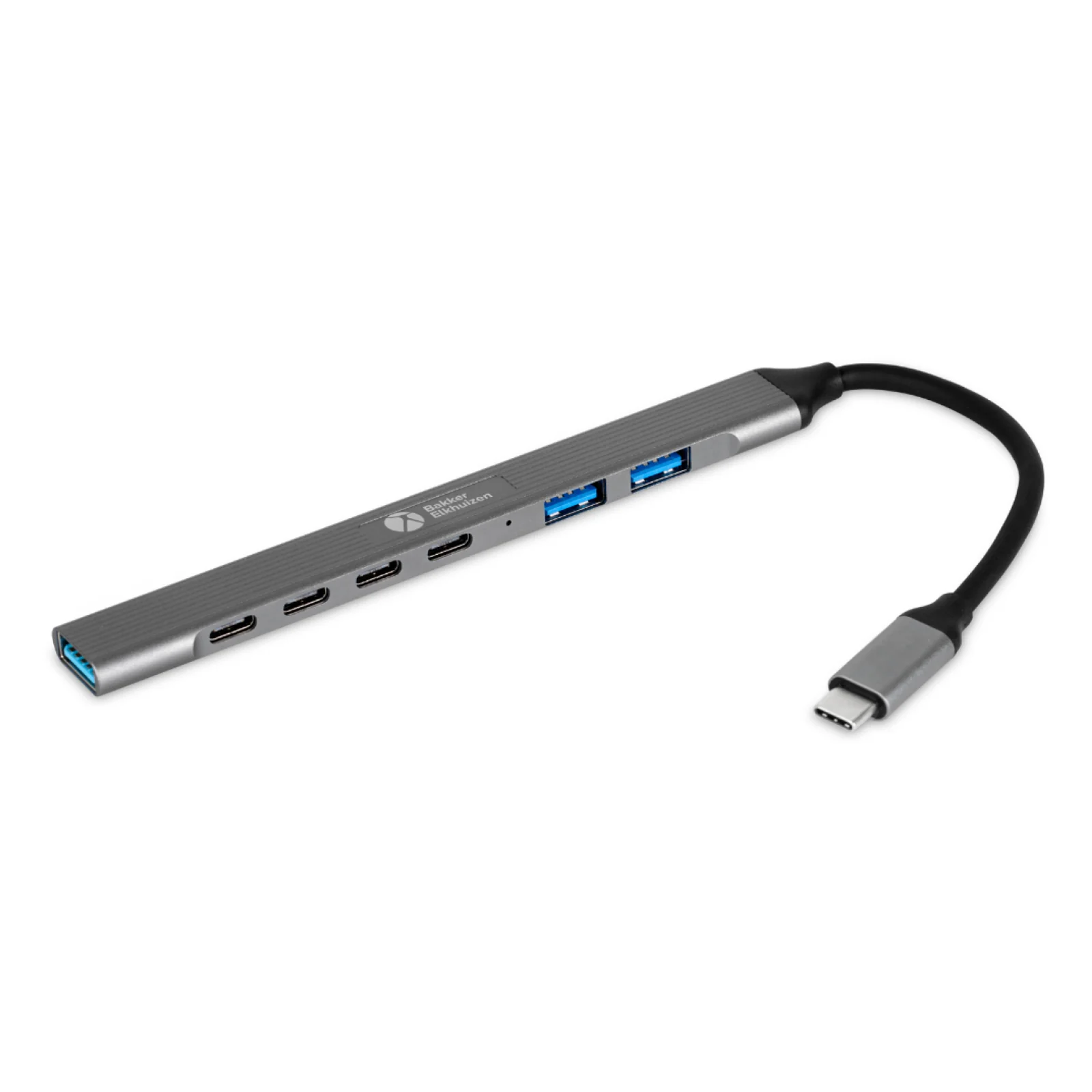 BakkerElkhuizen USB-C Hub 7-in-1 (3A+4C) USB Type-C 5000 Mbit/s Noir, Gris