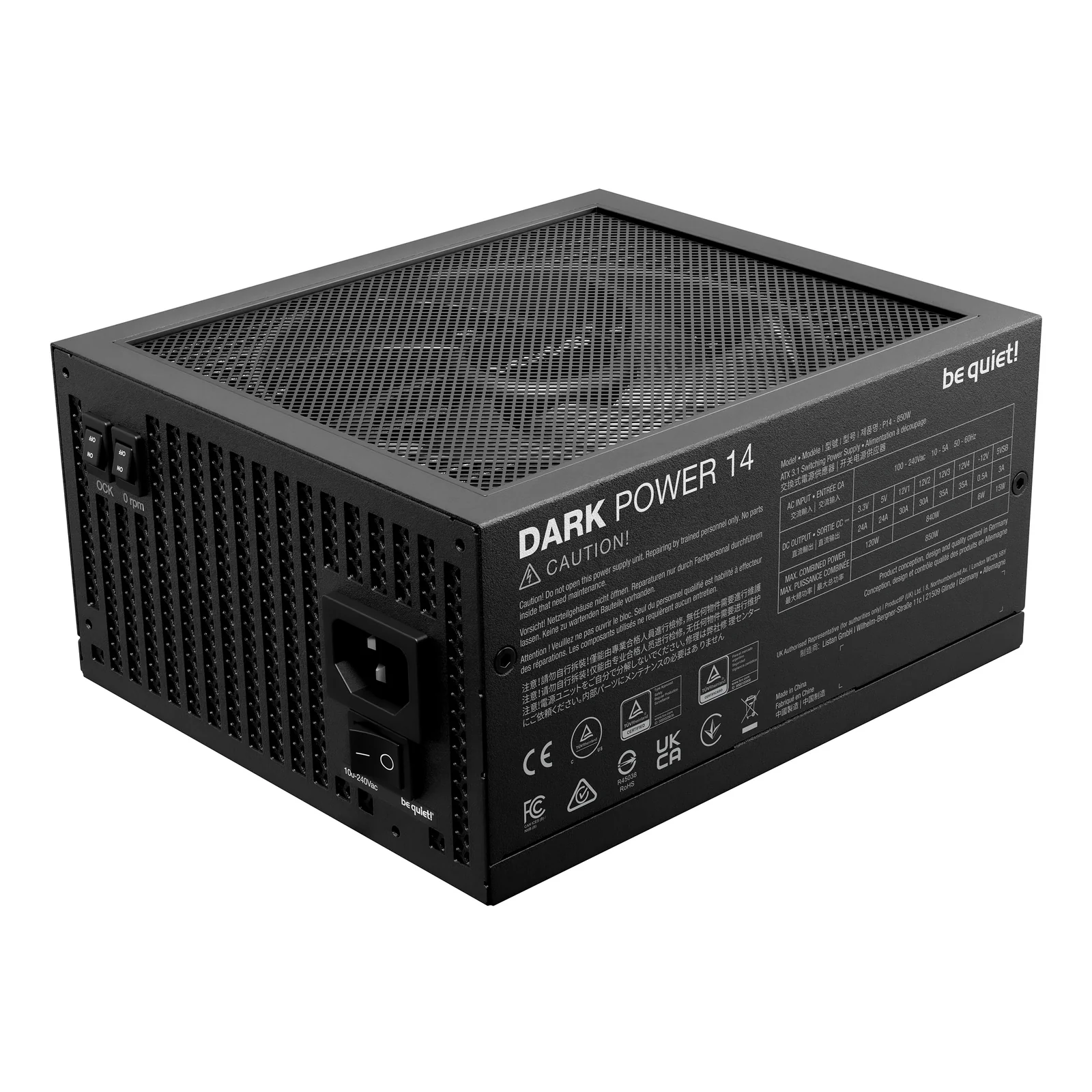 be quiet! Dark Power 14 850 W | Alimentation ATX 3.1 | refroidissement actif ou mode semi-passif | 80 Plus Titanium