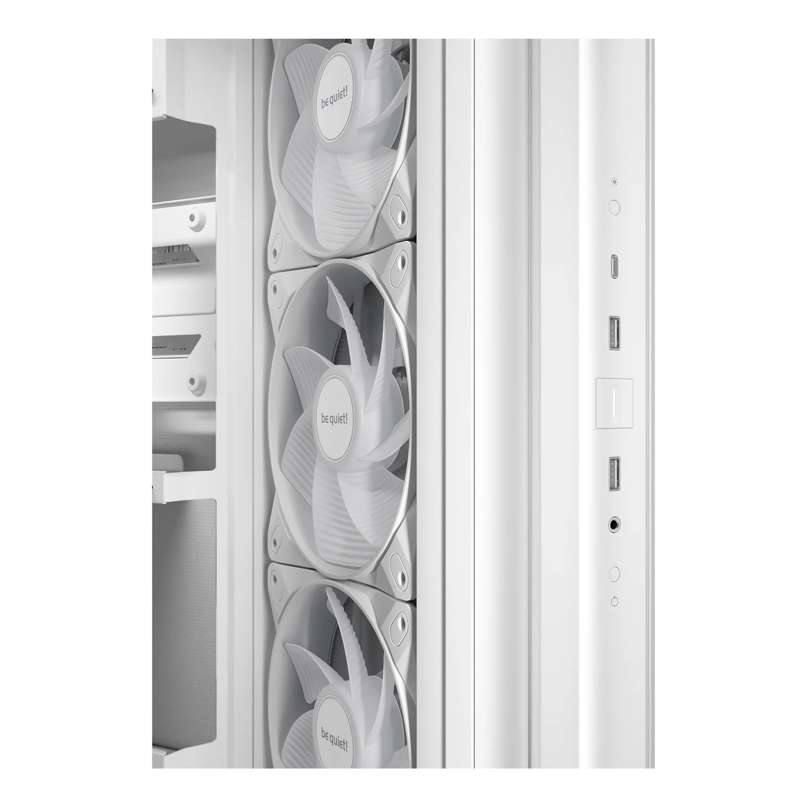 be quiet! Light Base 500 Blanc | Boîtier PC ARGB vitré, Mini ITX / Micro ATX / ATX, 4 ventilateurs Light Wings LX 120 mm