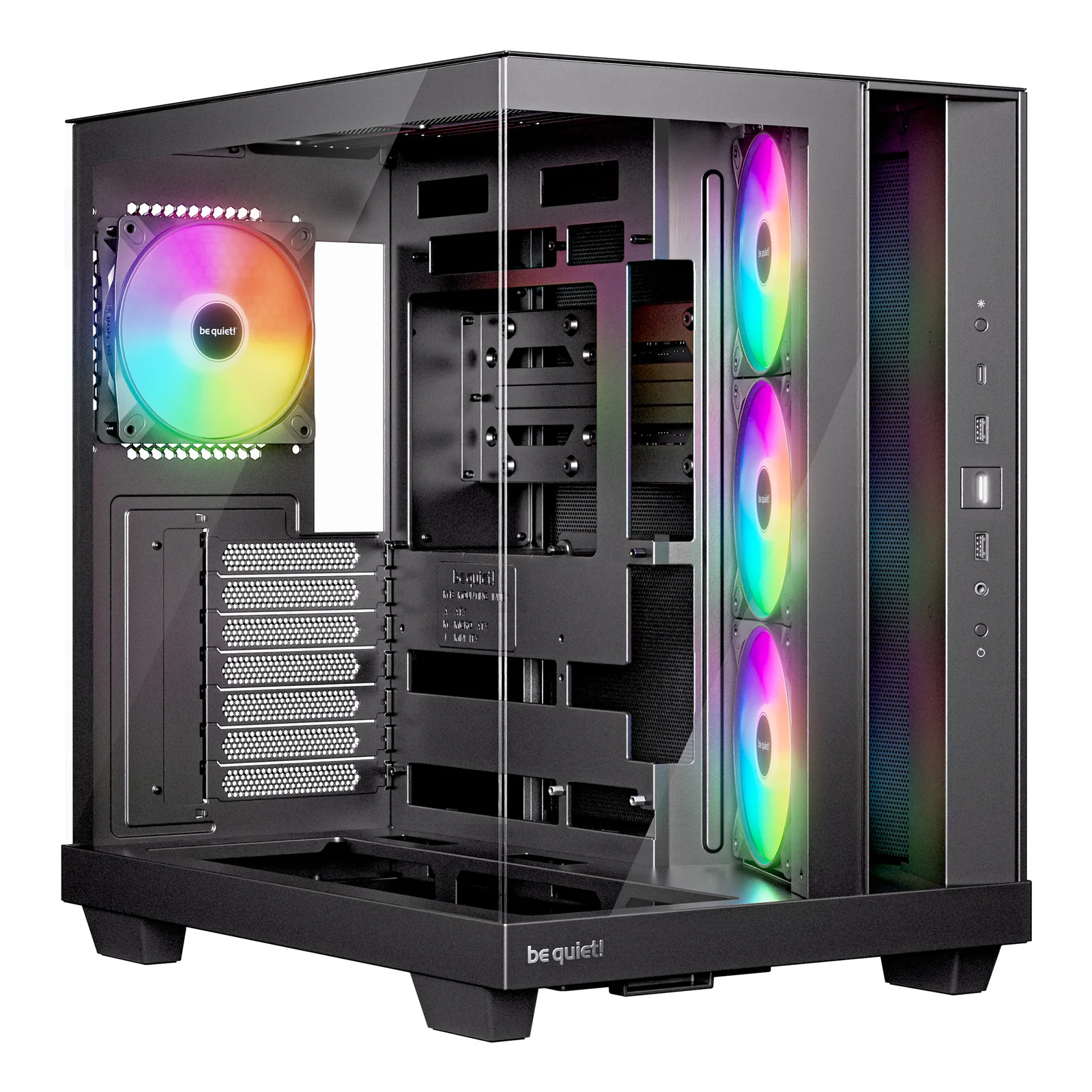 Light Base 500 Noir | Boîtier PC ARGB vitré, Mini ITX / Micro ATX / ATX, 4 ventilateurs Light Wings LX 120 mm