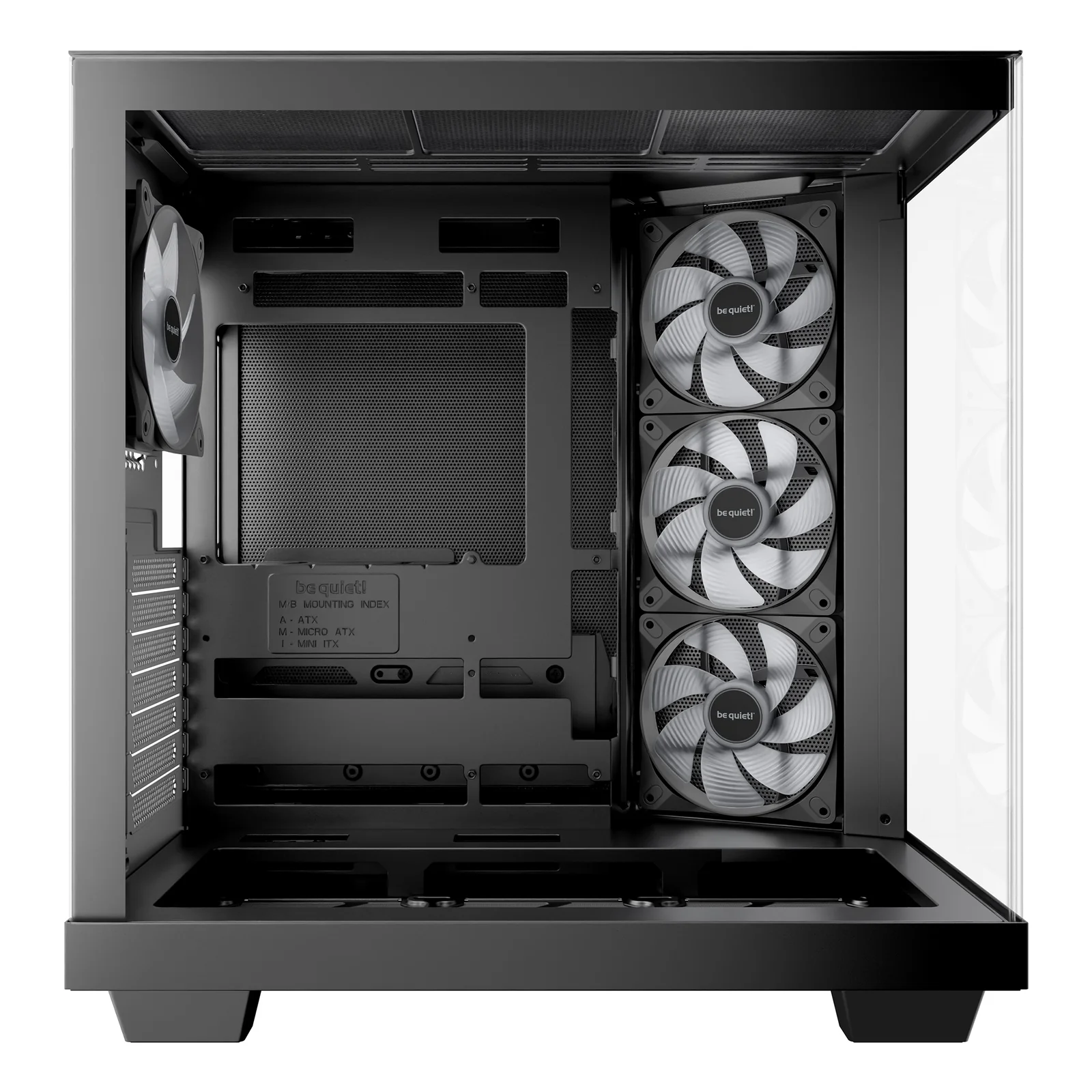 be quiet! Light Base 500 Noir | Boîtier PC ARGB vitré, Mini ITX / Micro ATX / ATX, 4 ventilateurs Light Wings LX 120 mm